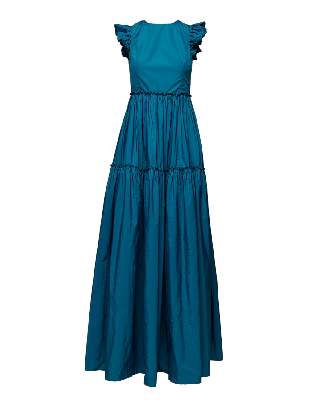 Robe longue à volants en taffetas microfibre Topaze
