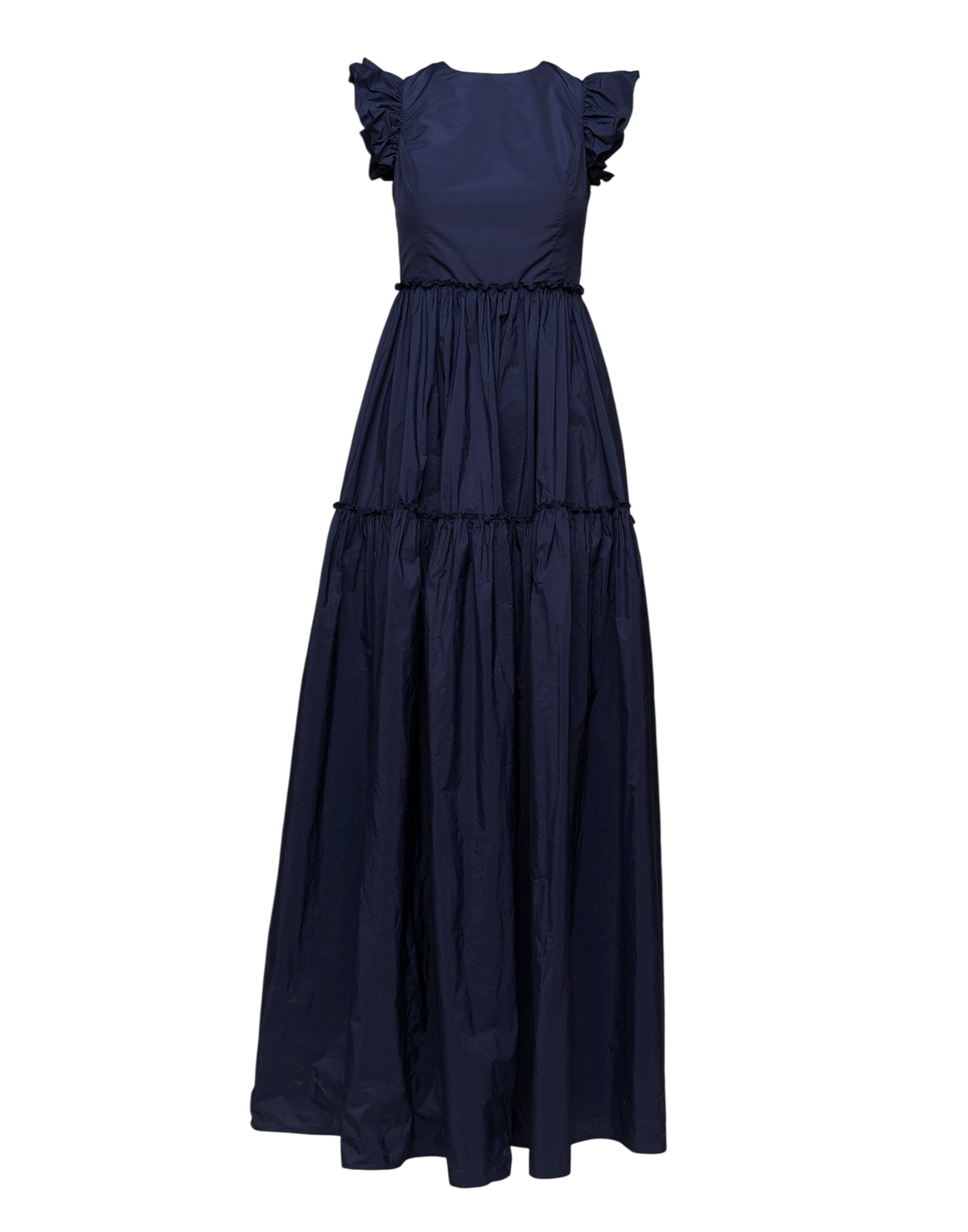 Long Ruffled Dress in Topaz Microfiber Taffeta