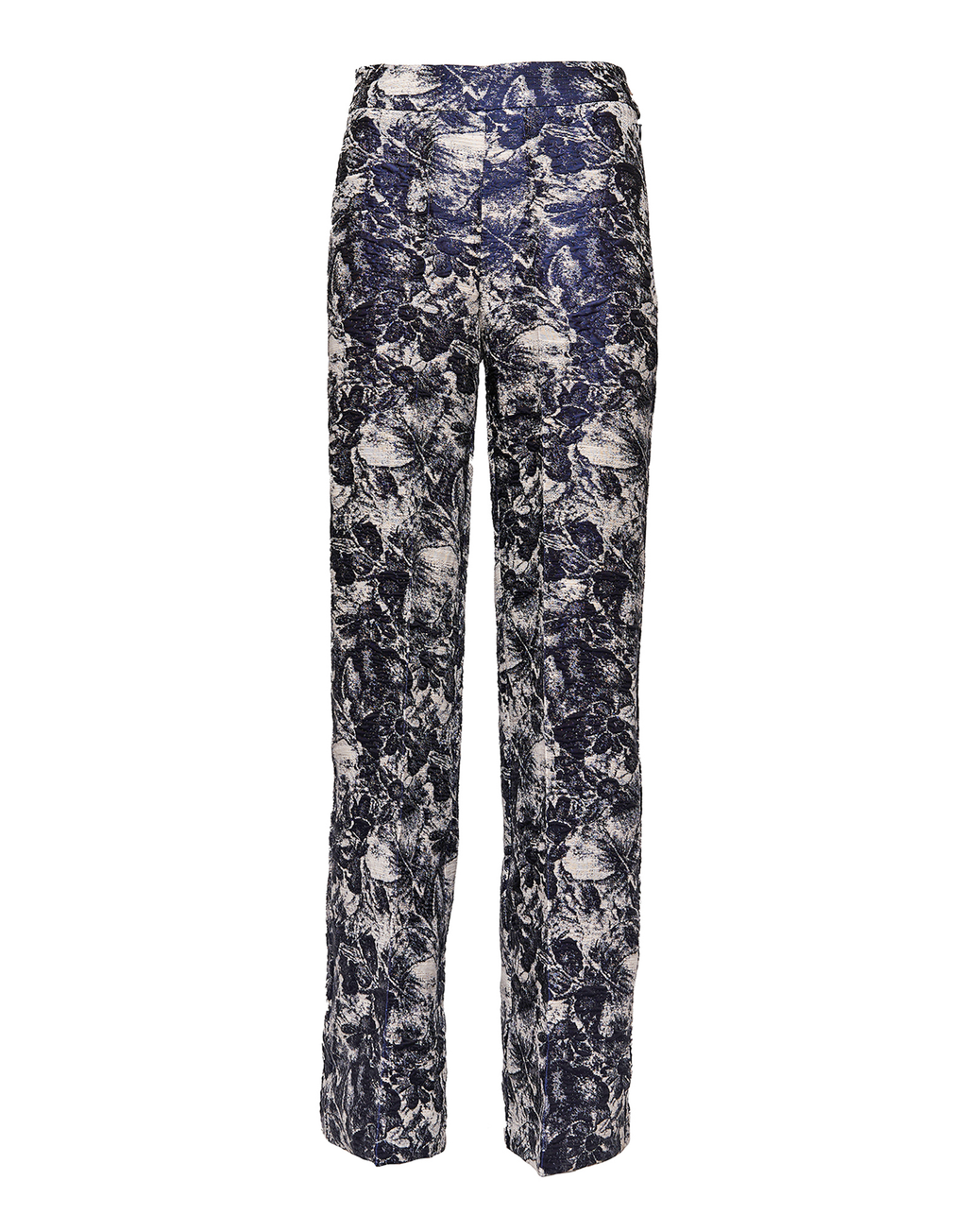 Pantaloni a Vita Alta in Jacquard Zaffiro