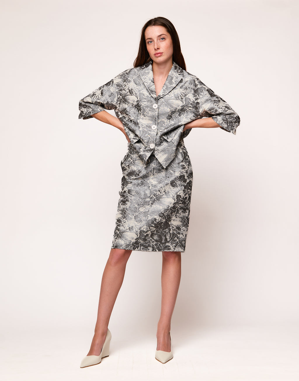 Gonna a Tubino in Jacquard Steel