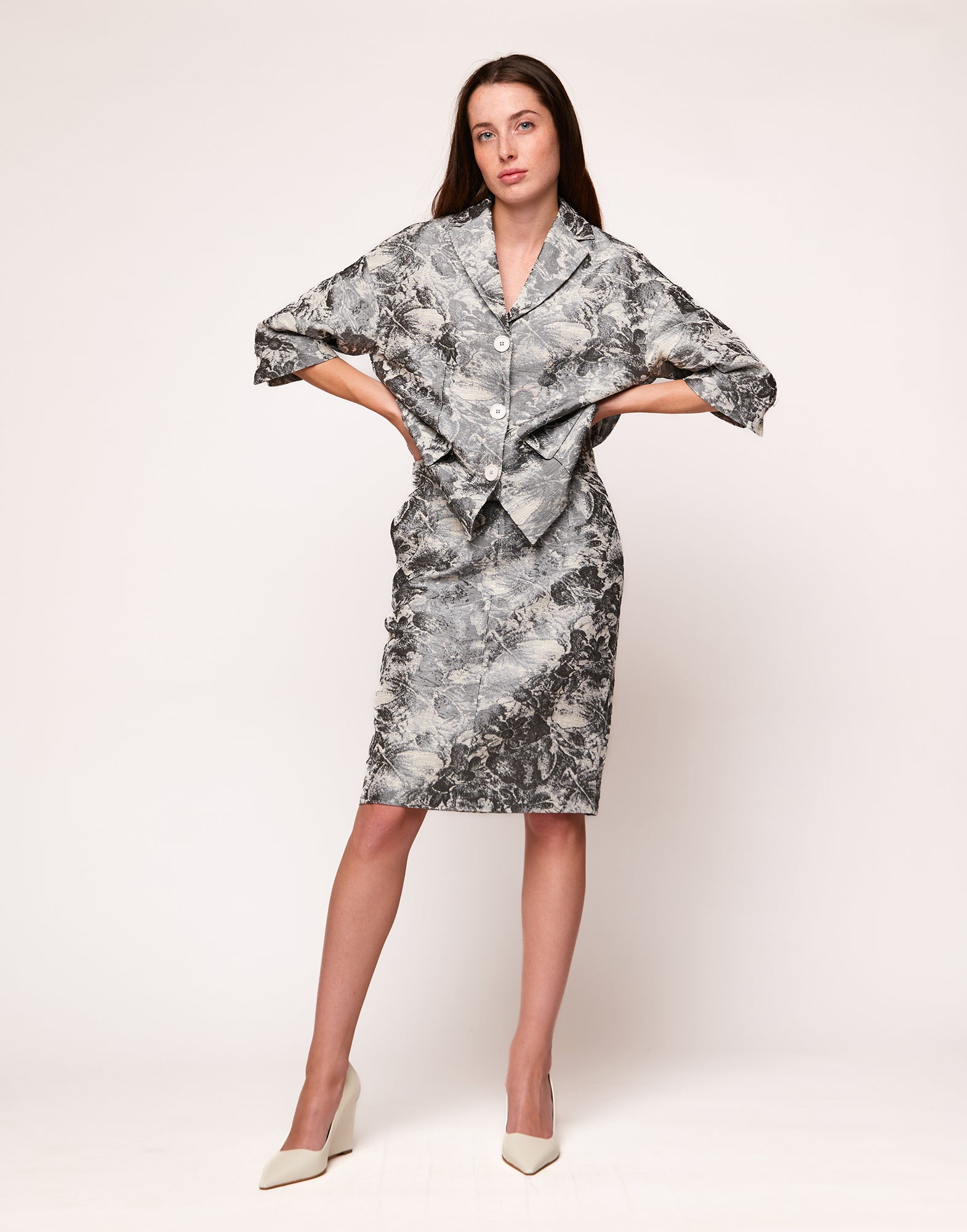 Gonna a Tubino in Jacquard Steel