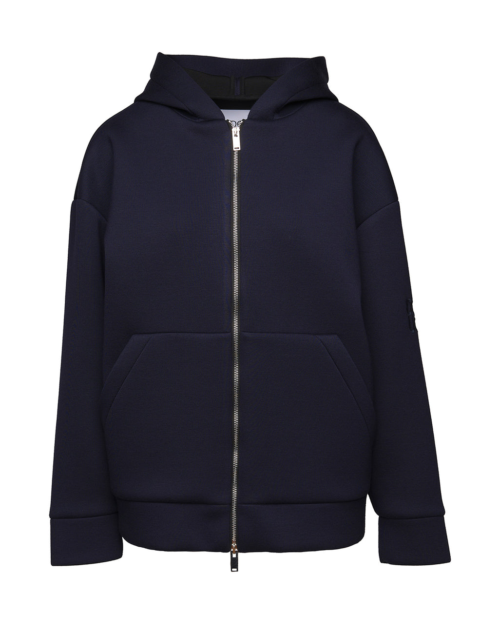 Giacca a Felpa con Zip e Cappuccio in Neoprene Navy Blu