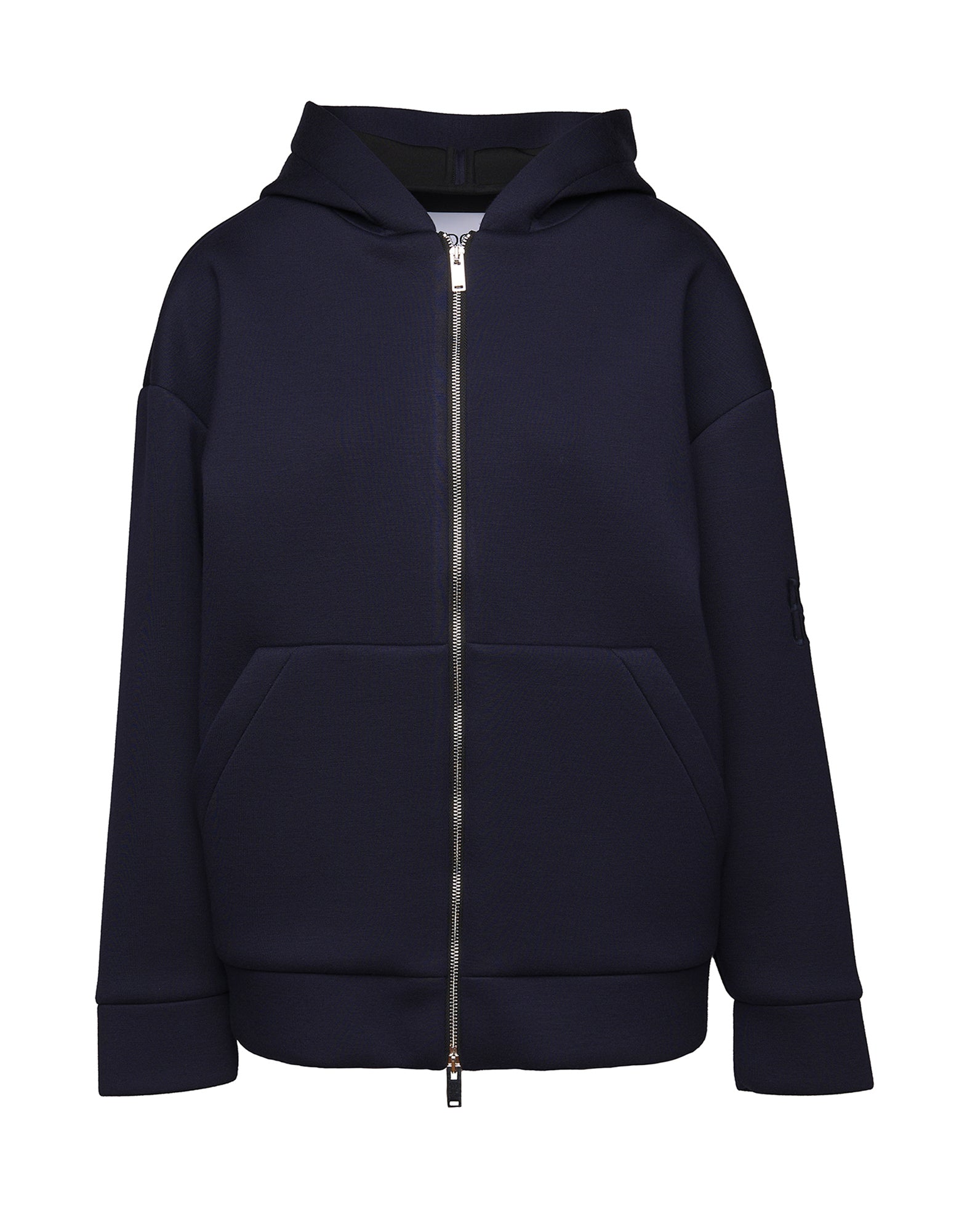 Giacca a Felpa con Zip e Cappuccio in Neoprene Navy Blu