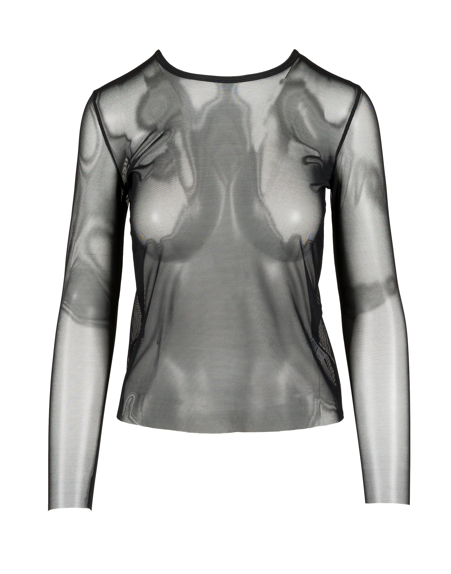 T-shirt Manica Lunga in Tulle Nera