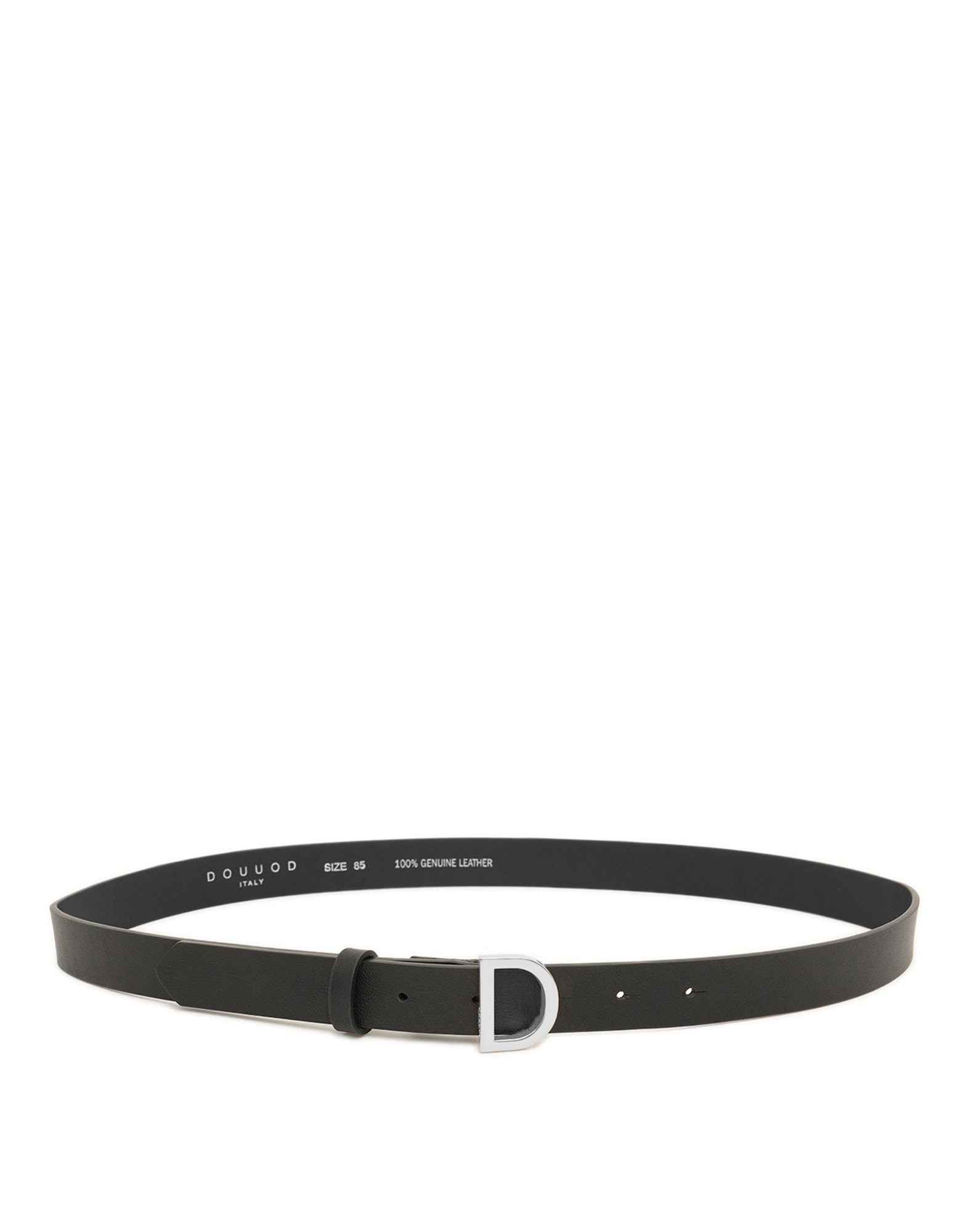 Cintura in Pelle con Fibbia "D" Nera/Argento