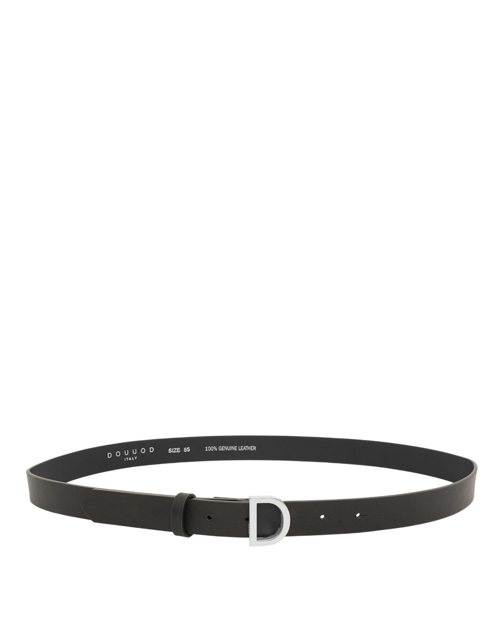 Cintura in Pelle con Fibbia "D" Nera/Argento