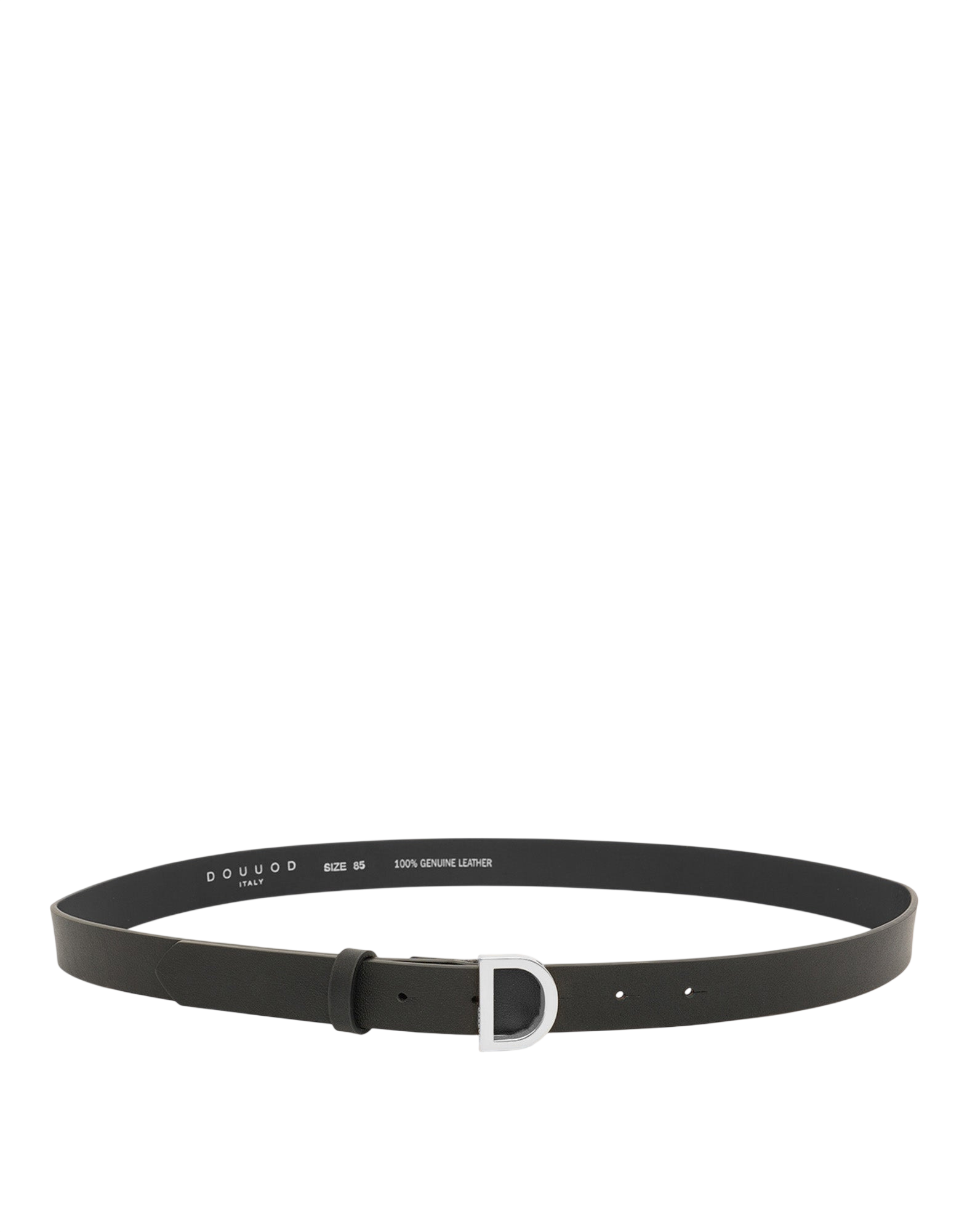 Cintura in Pelle con Fibbia "D" Nera/Argento