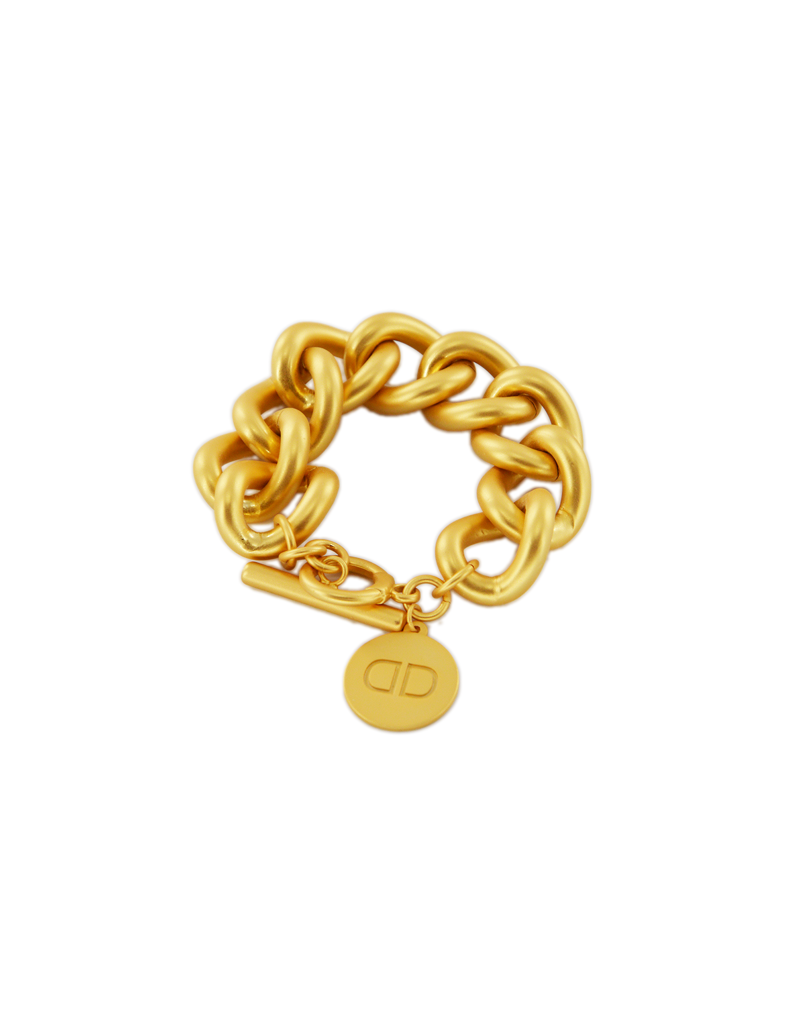 Bracciale a Catena Oro Satinato con Medaglietta