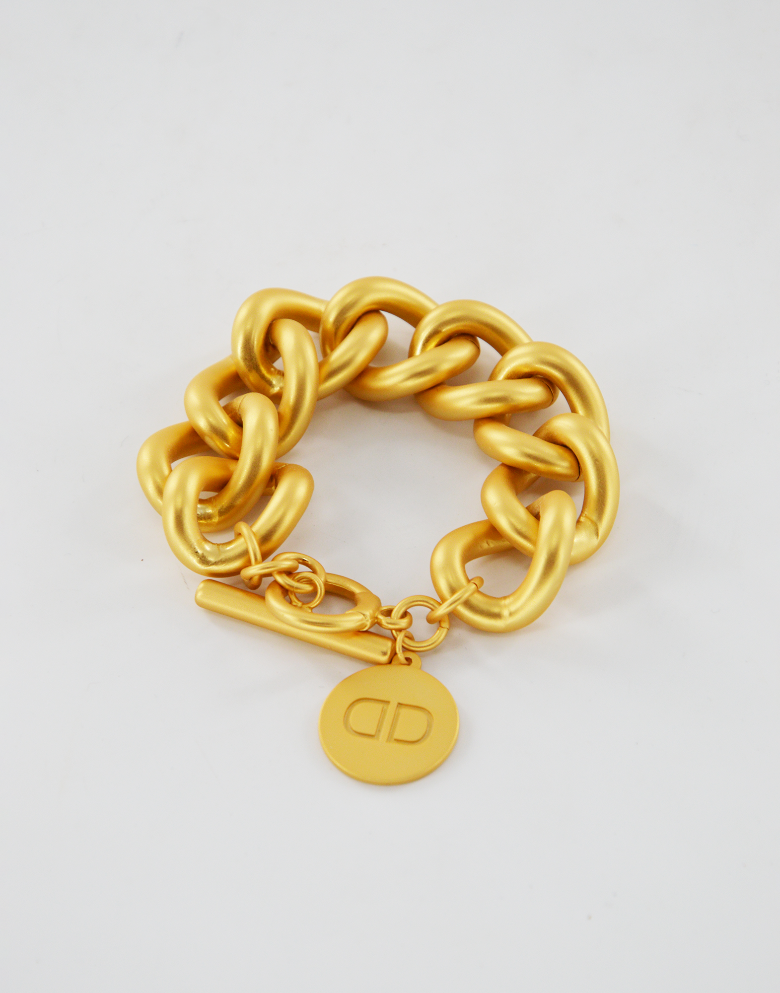 Bracciale a Catena Oro Satinato con Medaglietta
