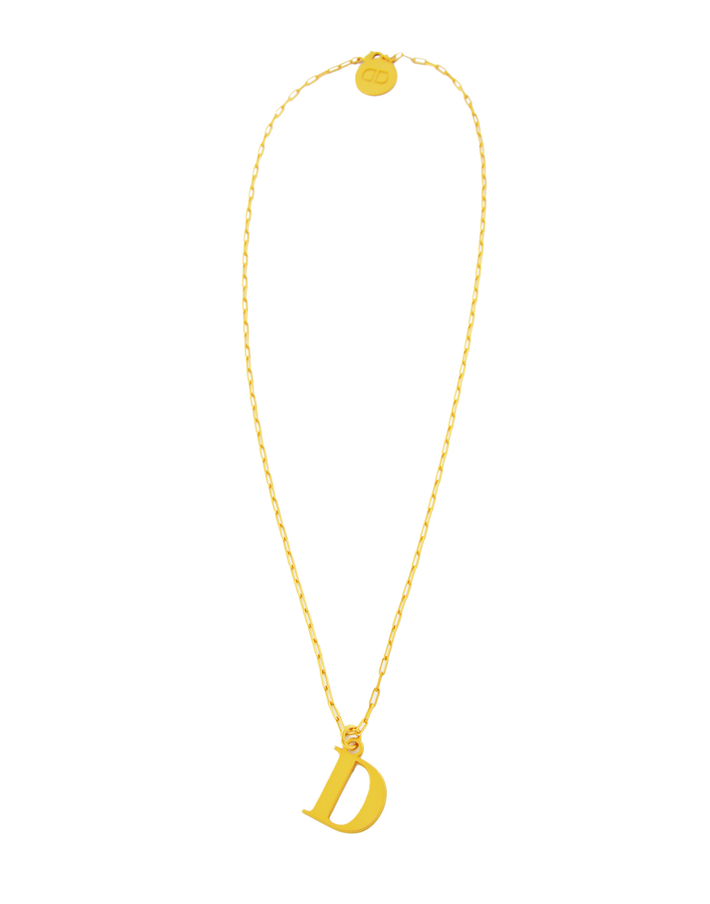 Collana Lunga in Oro Satinato con Lettera D