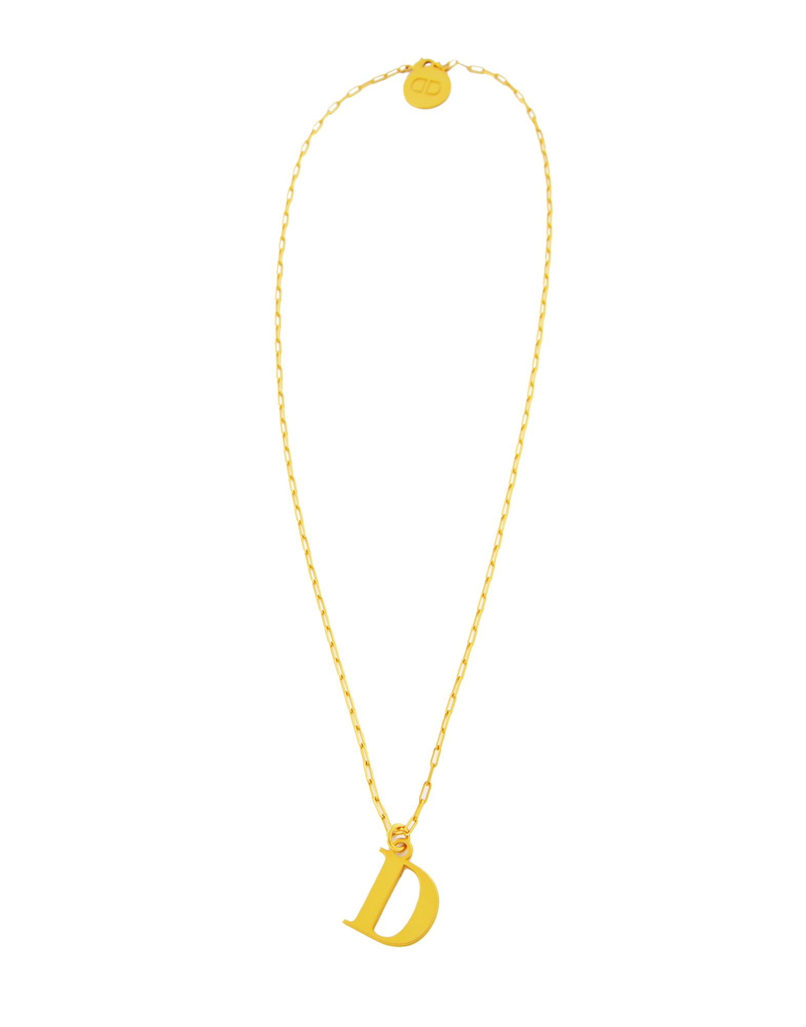 Collana Lunga in Oro Satinato con Lettera D