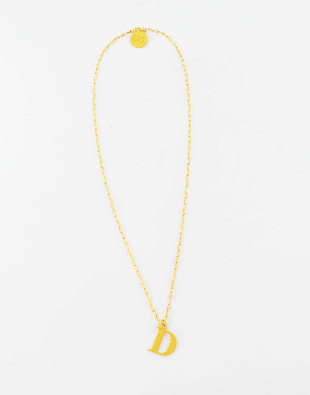 Collana Lunga in Oro Satinato con Lettera D