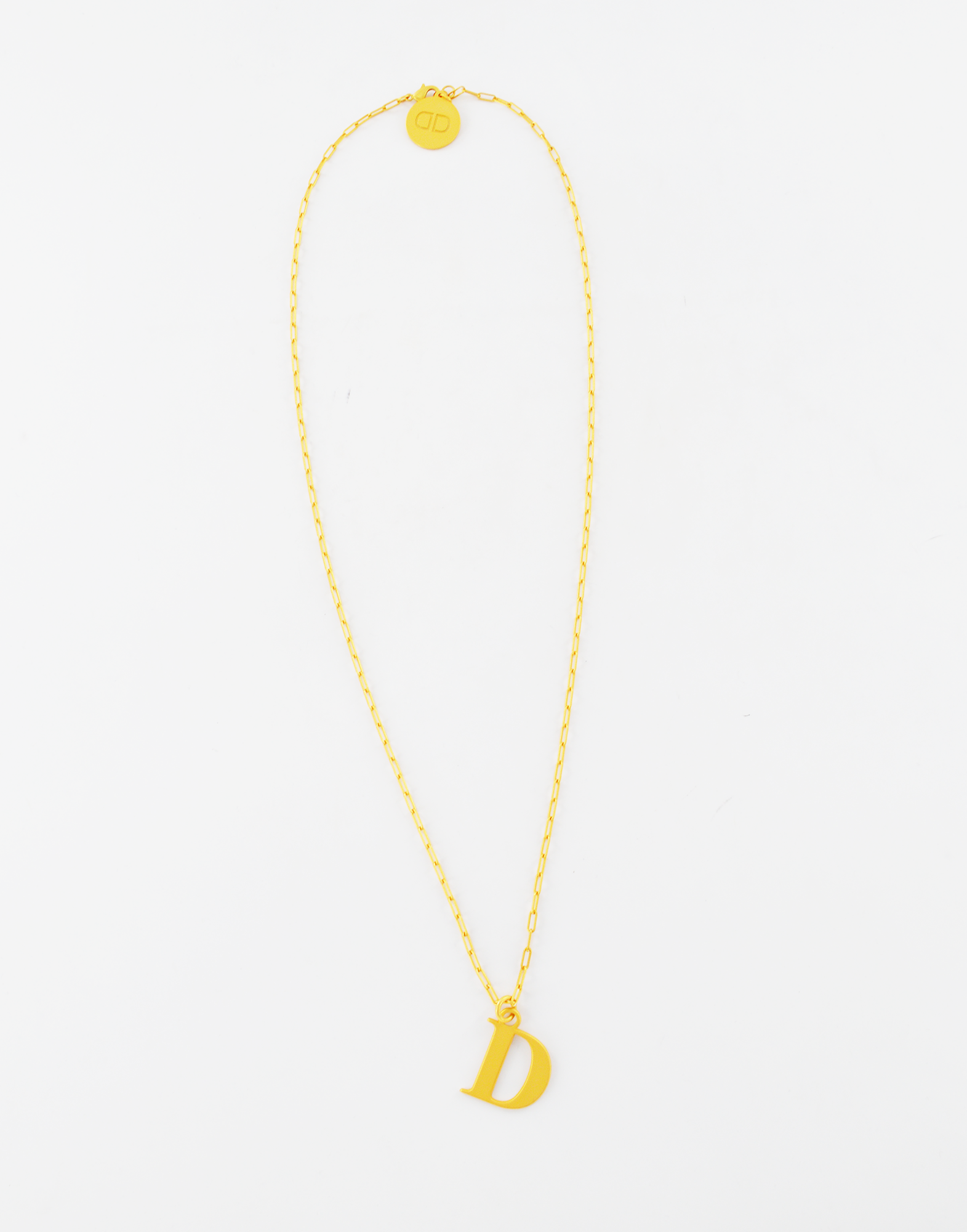 Collana Lunga in Oro Satinato con Lettera D