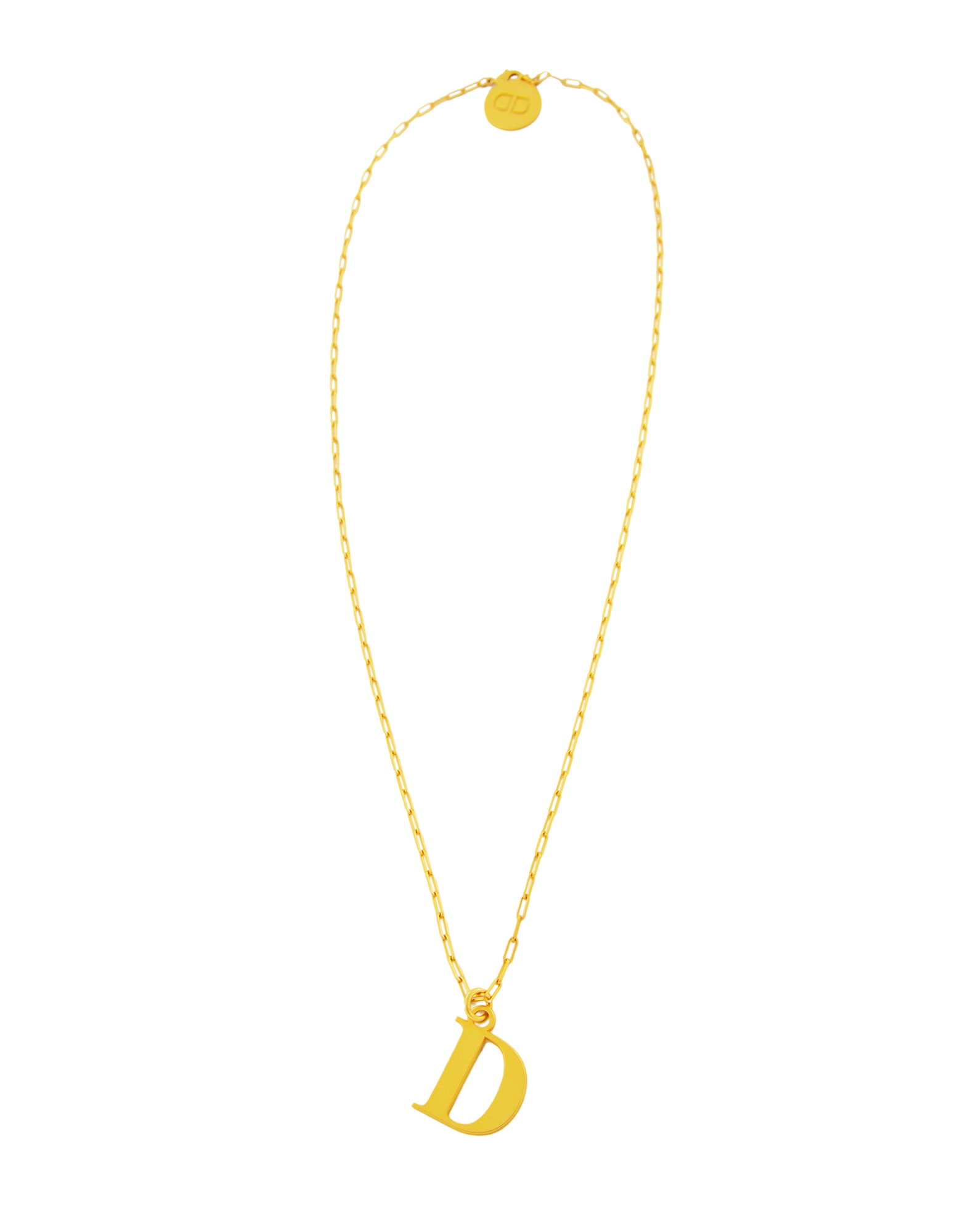 Collana Lunga in Oro Satinato con Lettera D