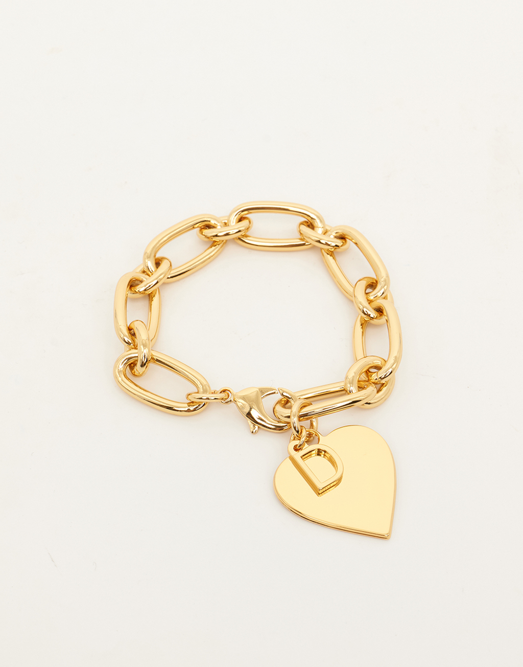 Bracciale a Catena con Cuore e "D" Pendenti Oro