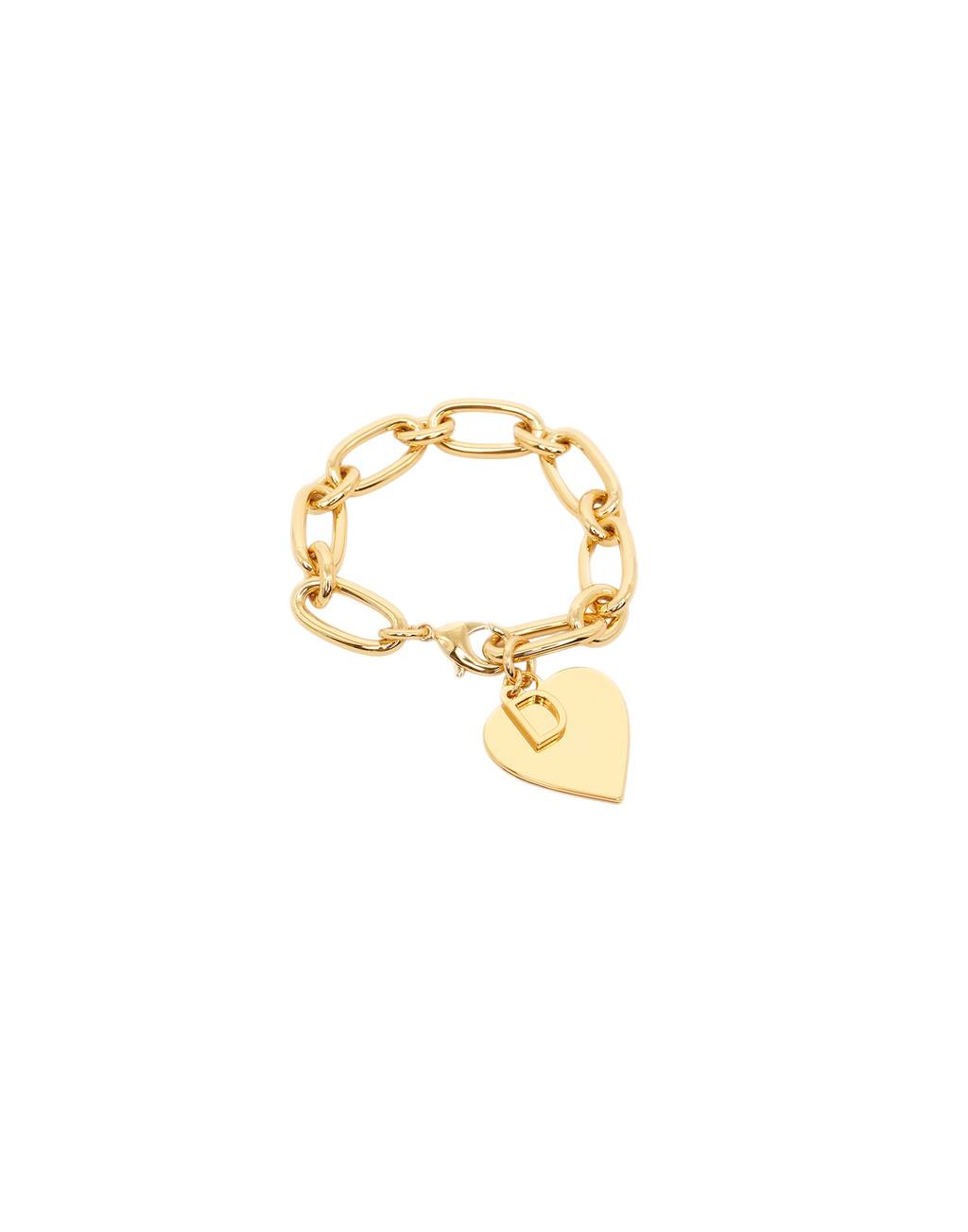 Bracciale a Catena con Cuore e "D" Pendenti Oro