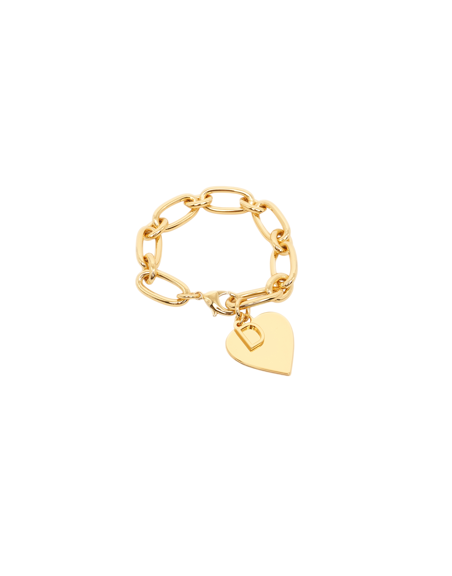 Bracciale a Catena con Cuore e "D" Pendenti Oro