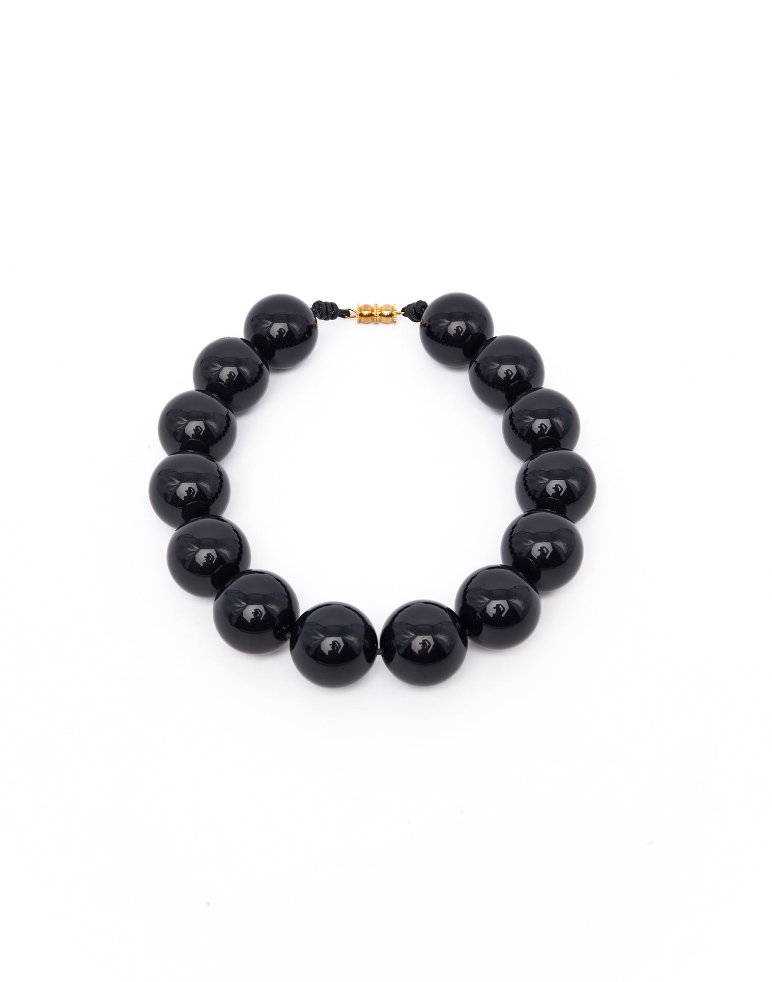 Collana Girocollo con Maxi Perle in Resina Nera