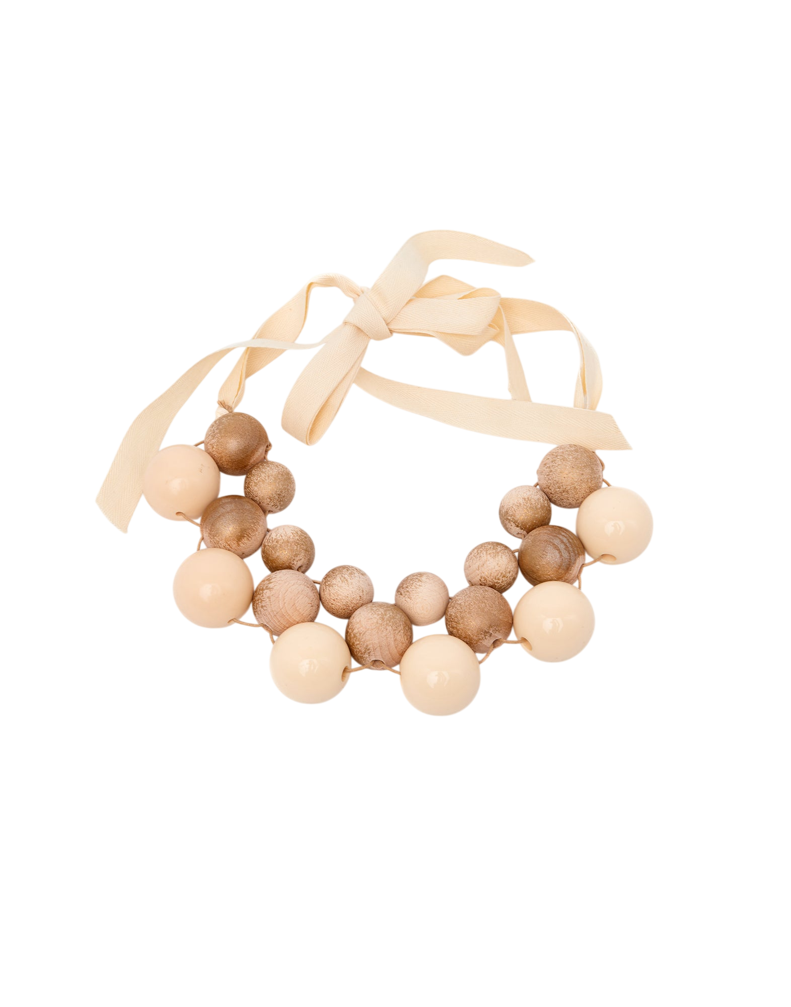 Collana a Fili Alternati con Perle in Legno e Resina Burro