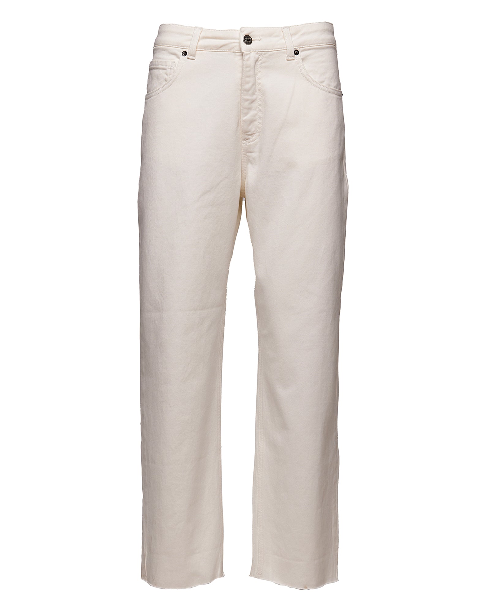 Jeans Baggy a 5 Tasche in Drill Cotone Stretch Off White