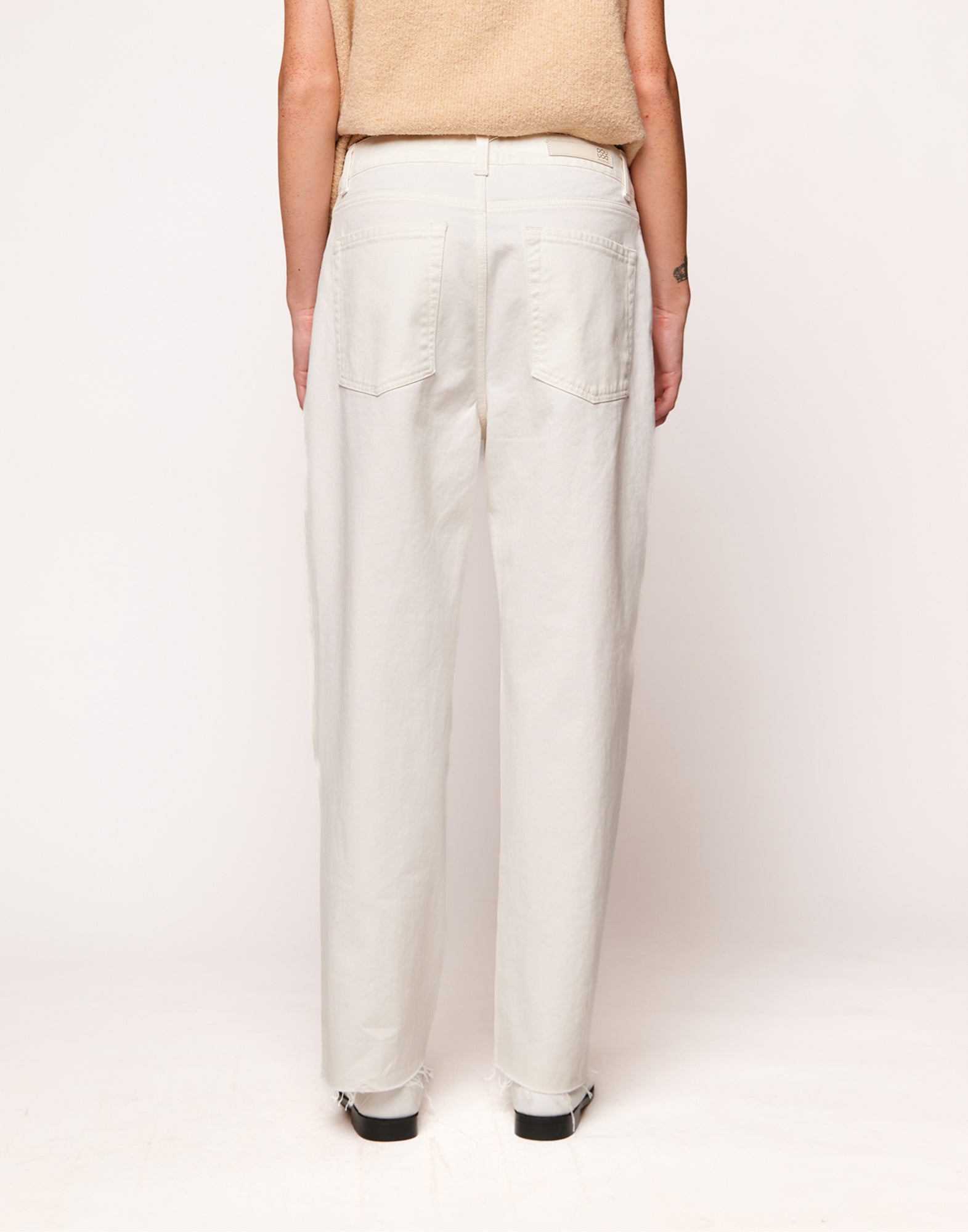 Jeans Baggy a 5 Tasche in Drill Cotone Stretch Off White