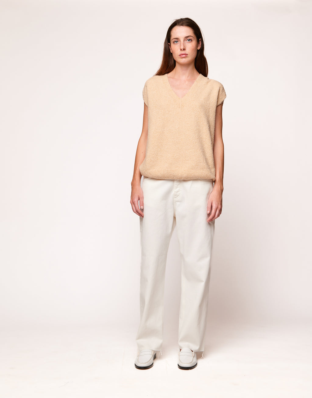 Jeans Baggy a 5 Tasche in Drill Cotone Stretch Off White