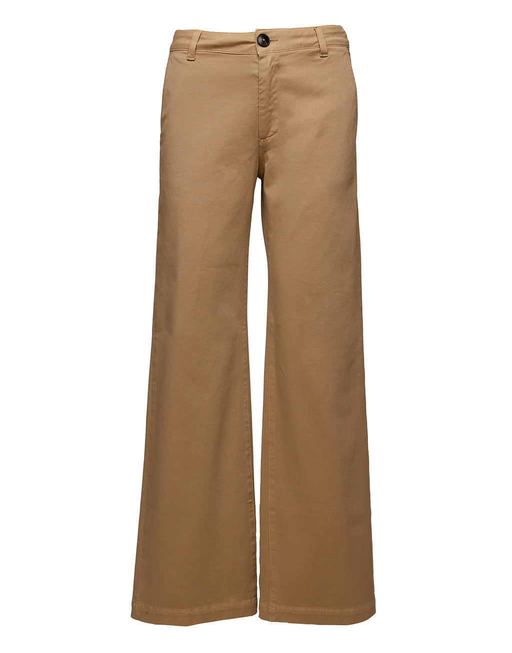 Pantaloni a Gamba Larga in Drill di Cotone Stretch Khaki