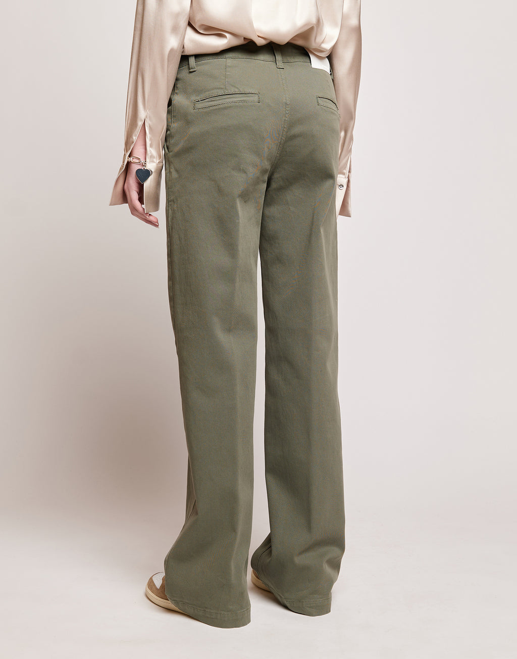 Pantaloni a Palazzo in Drill di Cotone Stretch Militare