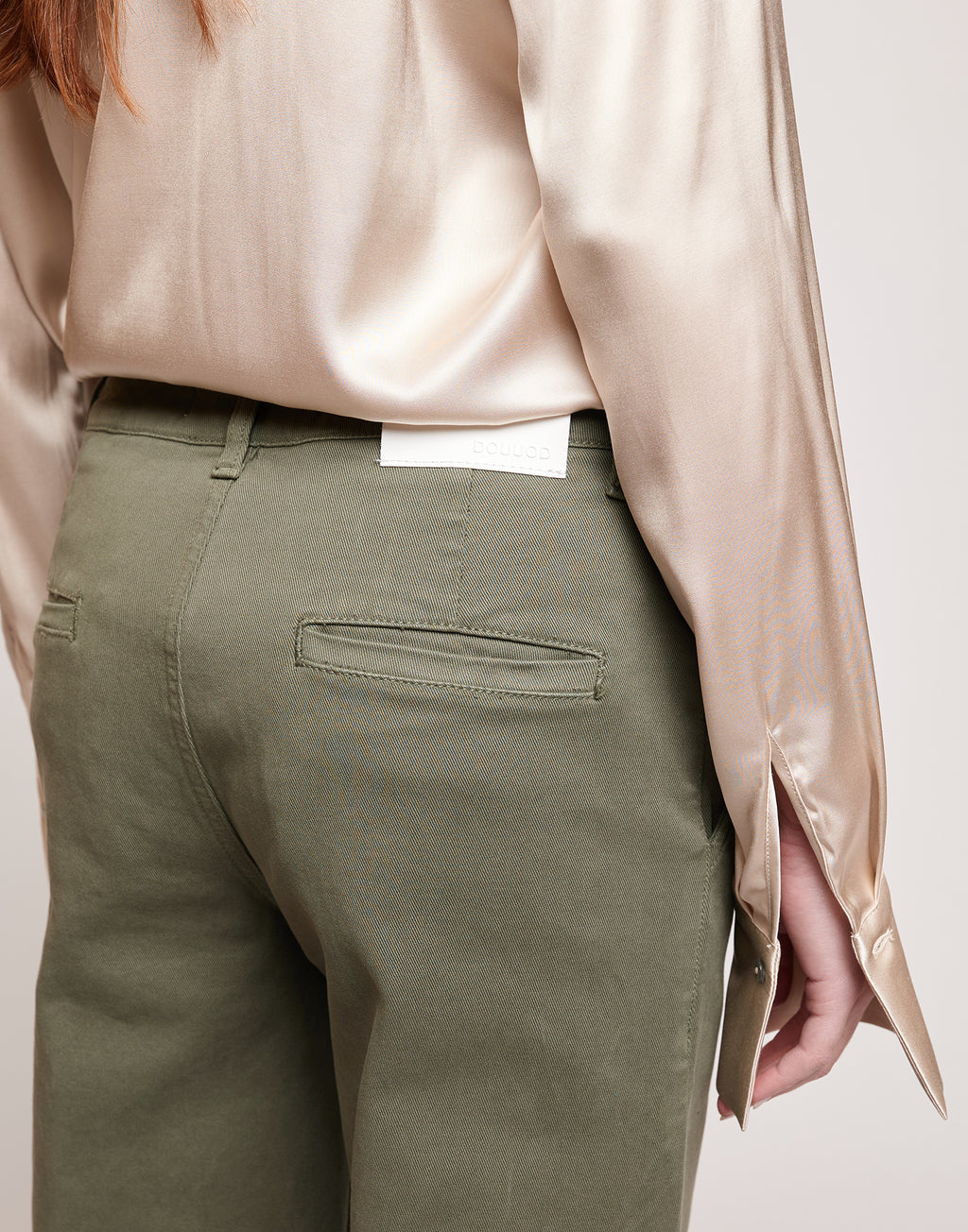 Pantaloni a Palazzo in Drill di Cotone Stretch Militare