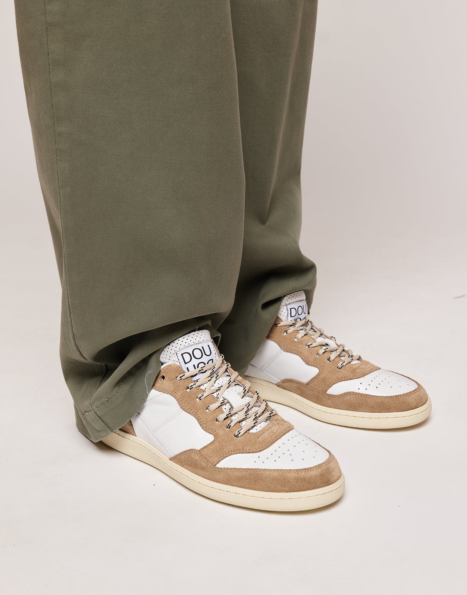 Pantaloni a Palazzo in Drill di Cotone Stretch Militare