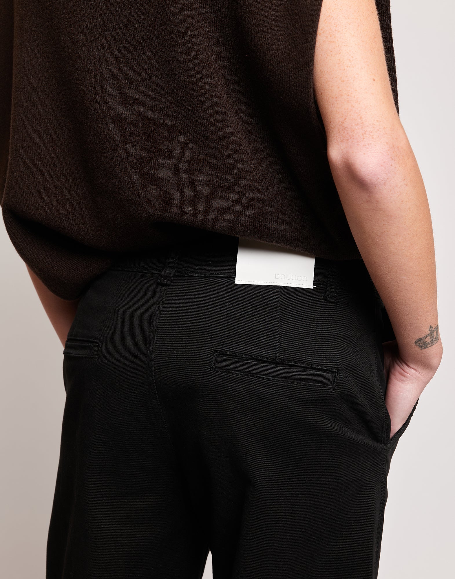 Pantaloni a Palazzo in Drill di Cotone Stretch Nero