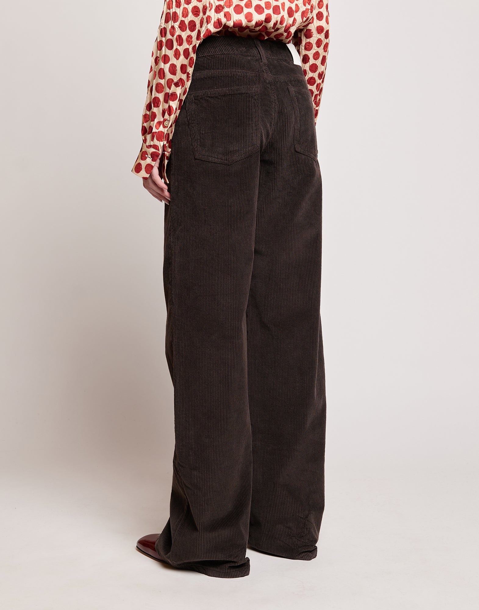 Pantaloni a Palazzo in Velluto 500 Righe Ciocco
