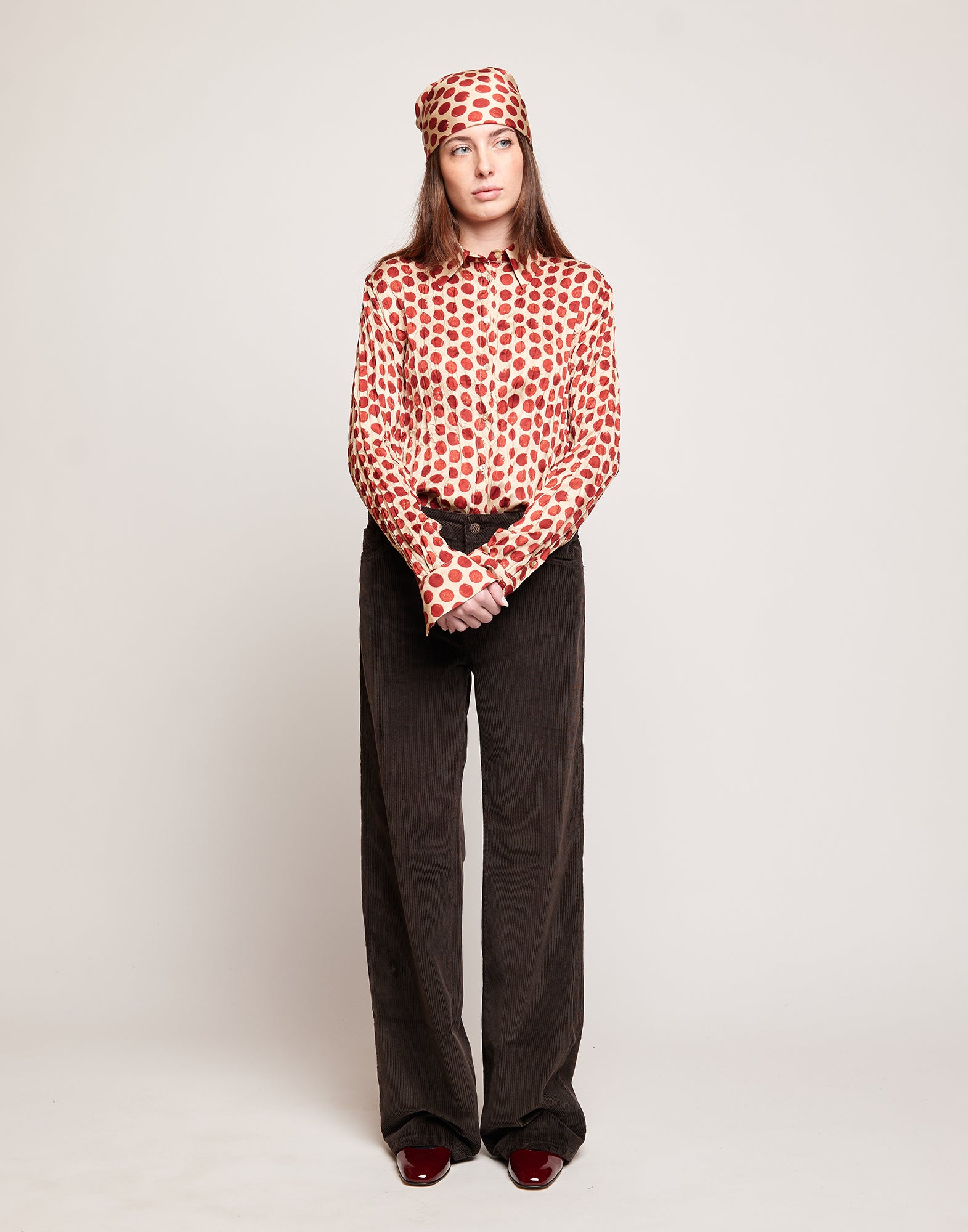Pantaloni a Palazzo in Velluto 500 Righe Ciocco