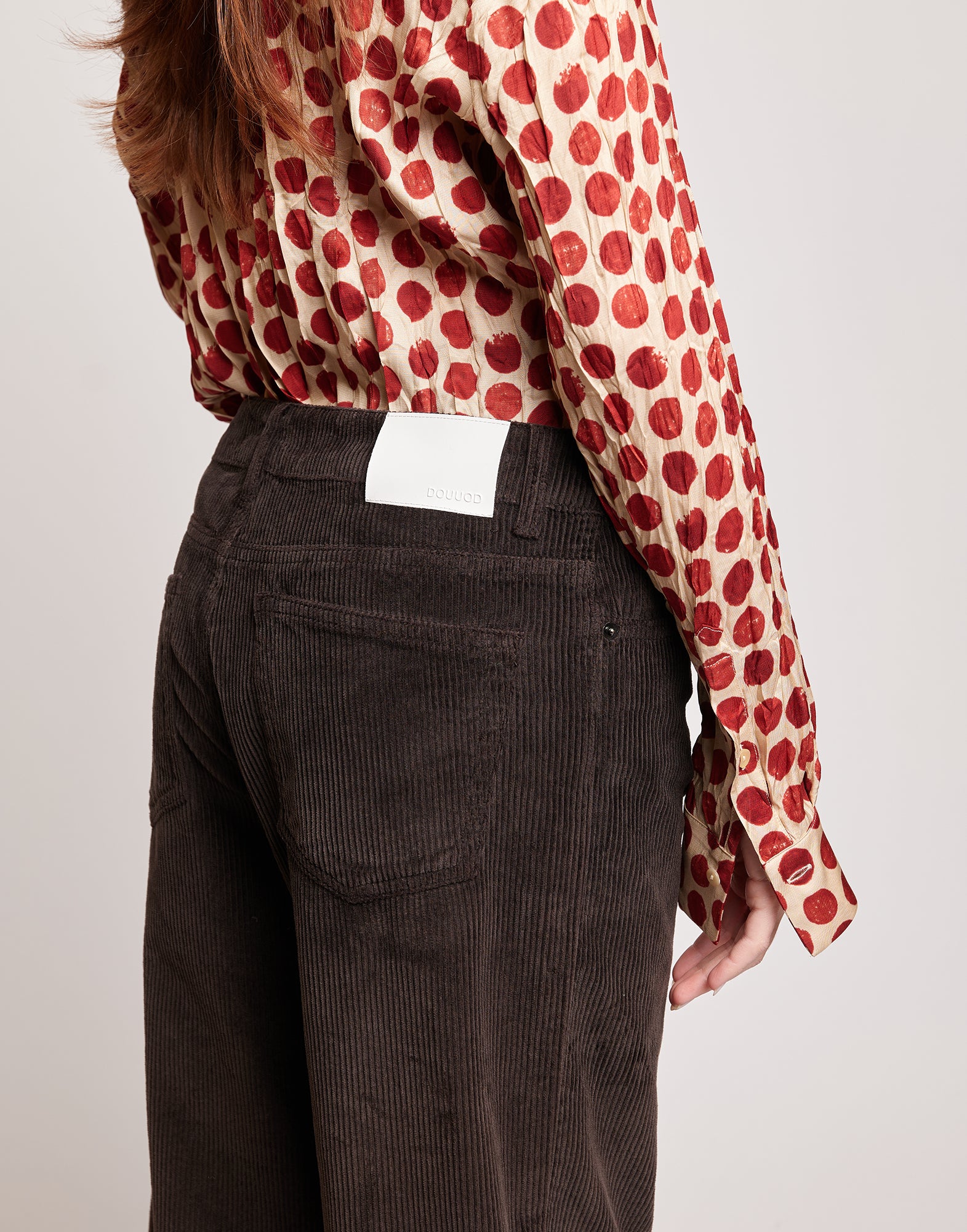 Pantaloni a Palazzo in Velluto 500 Righe Ciocco