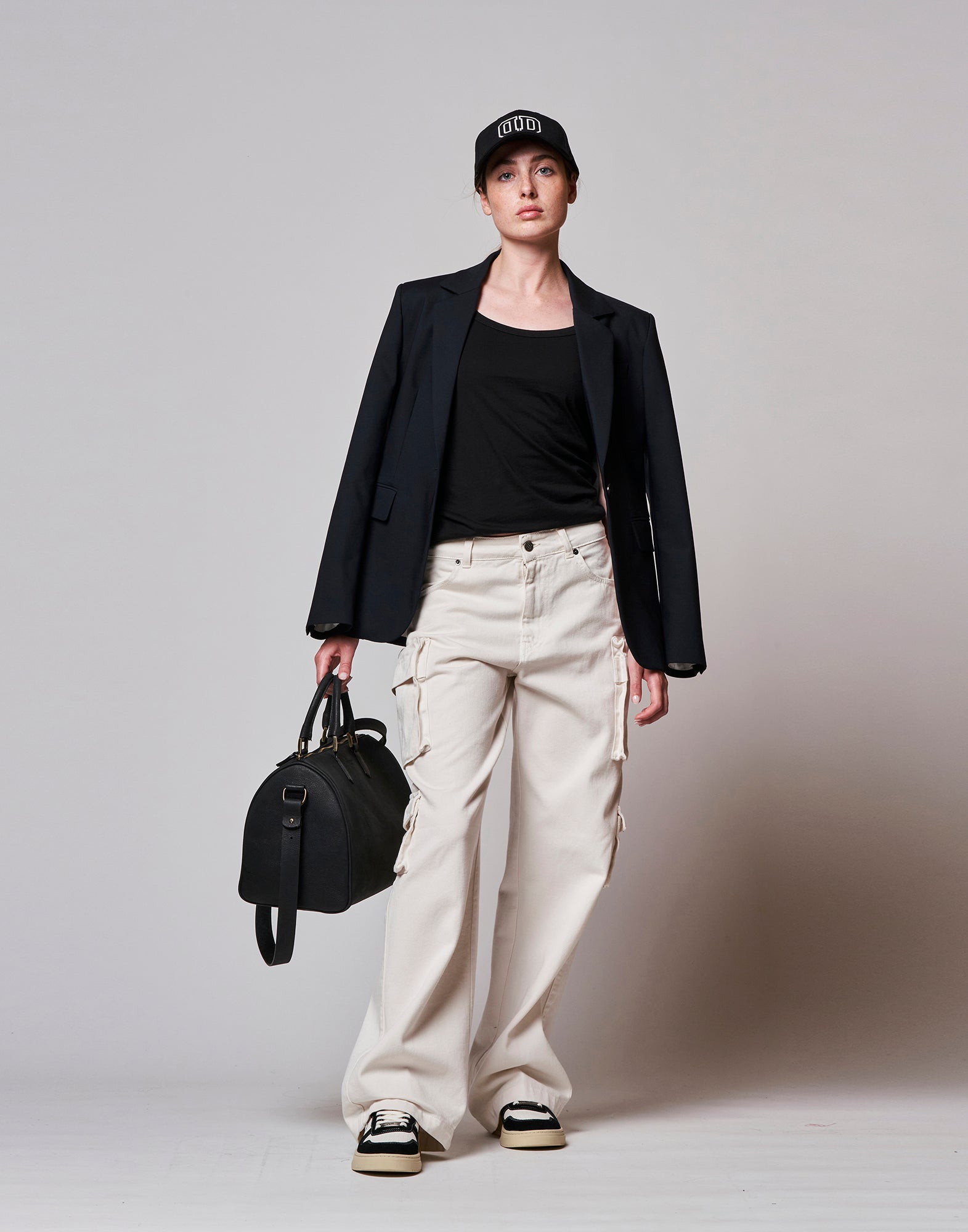 Pantalone Lungo Cargo in Bull Comfort Avorio