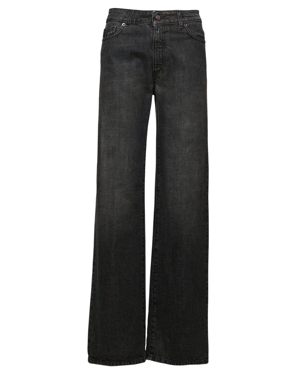 5-Pocket Palazzo Jeans in Smoke Grey