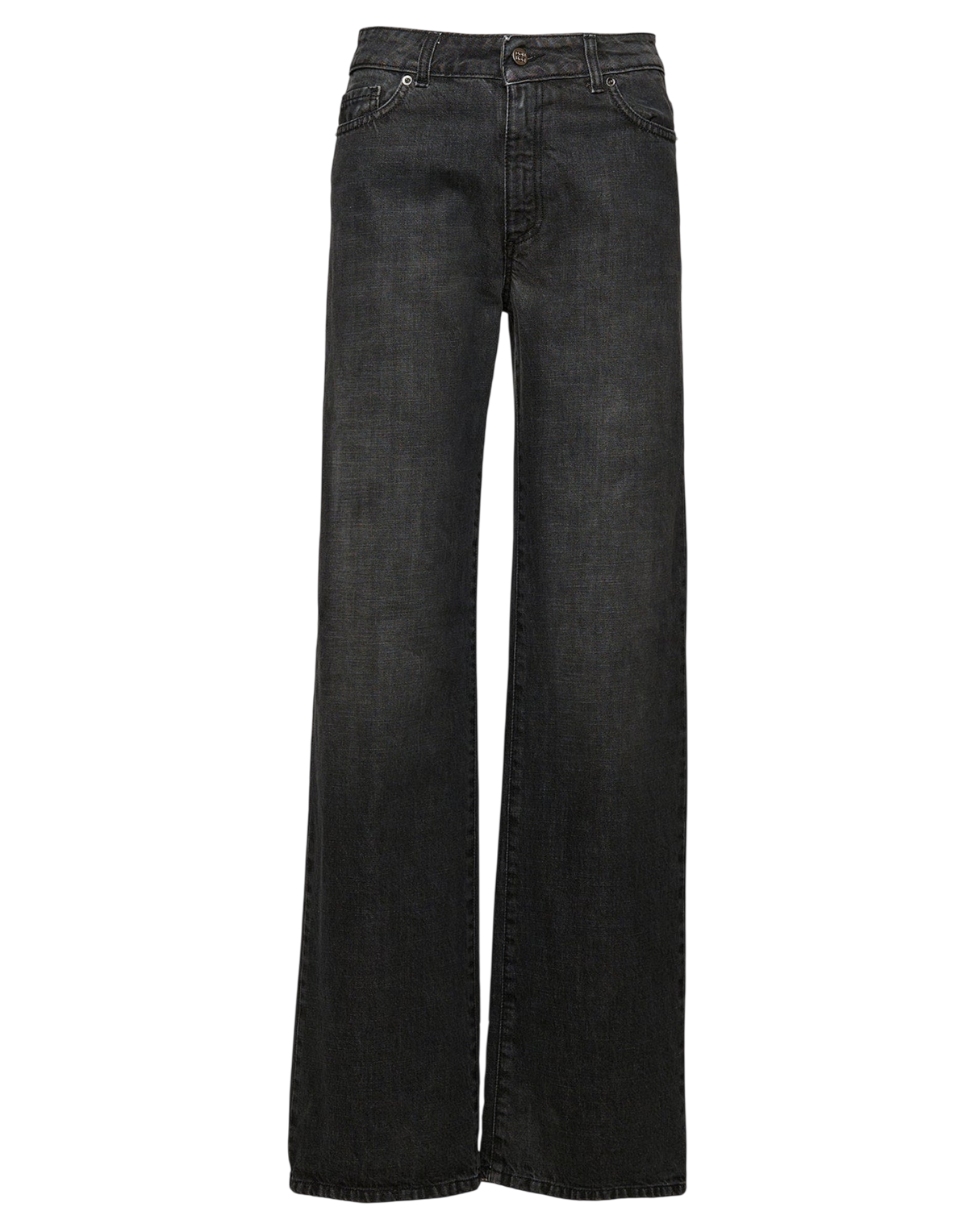 5-Pocket Palazzo Jeans in Smoke Grey