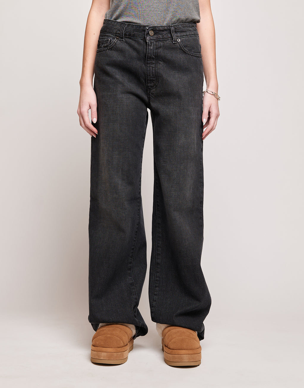 Jeans 5 Tasche a Palazzo Grigio Fumo