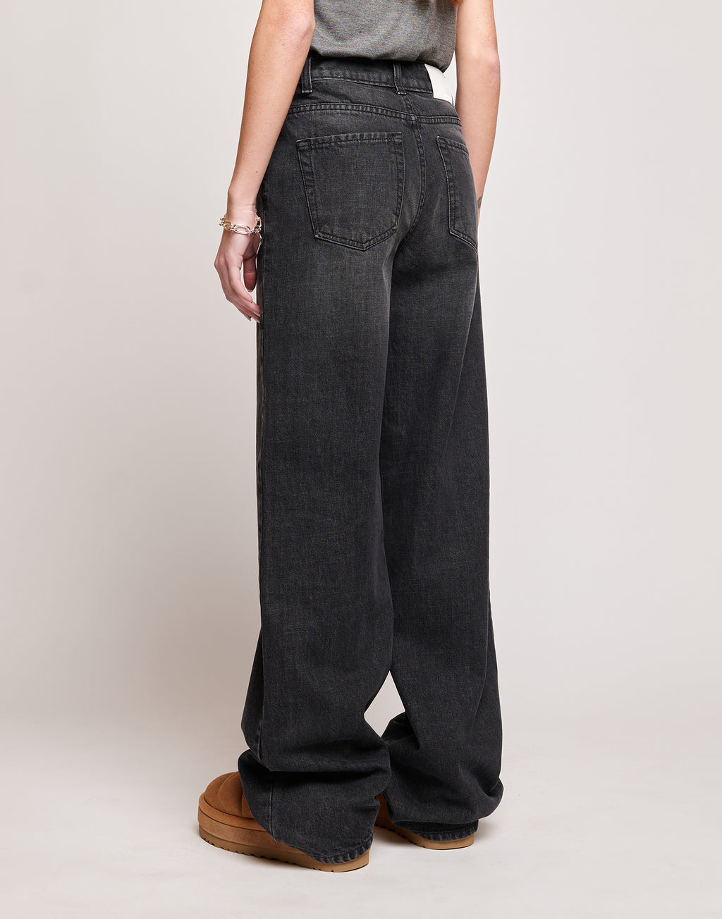 Jeans 5 Tasche a Palazzo Grigio Fumo