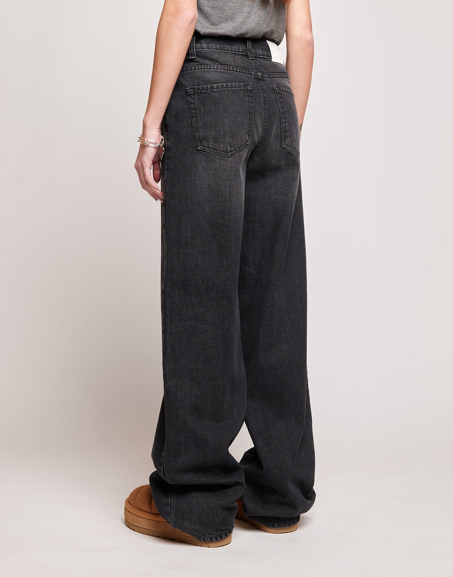 Jeans 5 Tasche a Palazzo Grigio Fumo