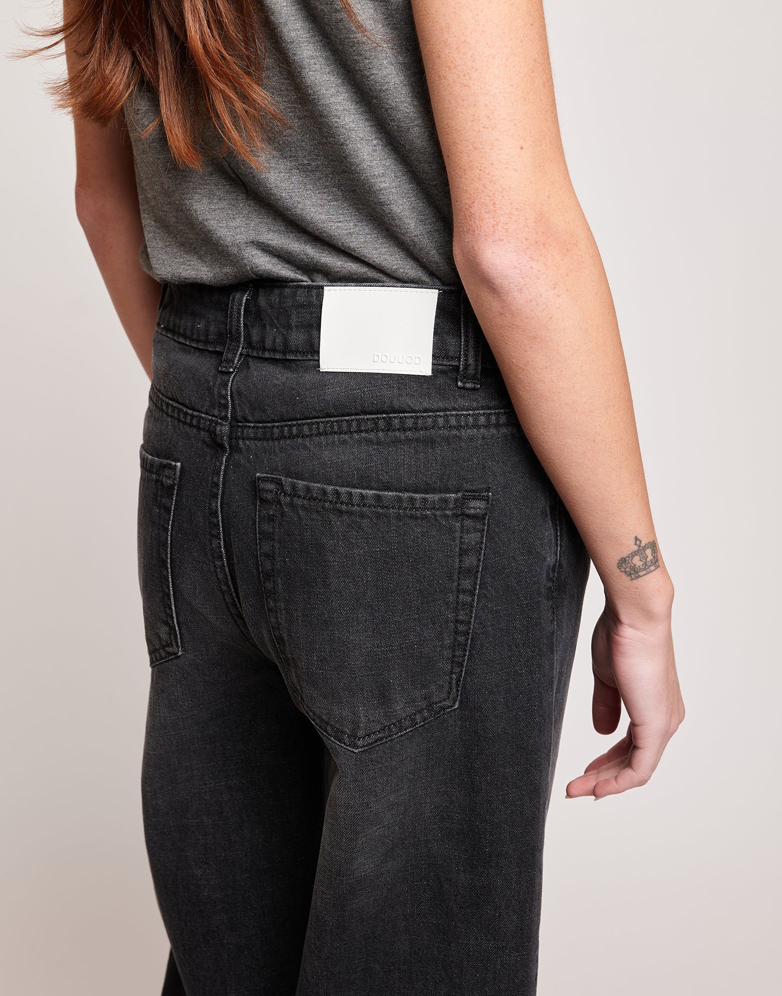 Jeans 5 Tasche a Palazzo Grigio Fumo