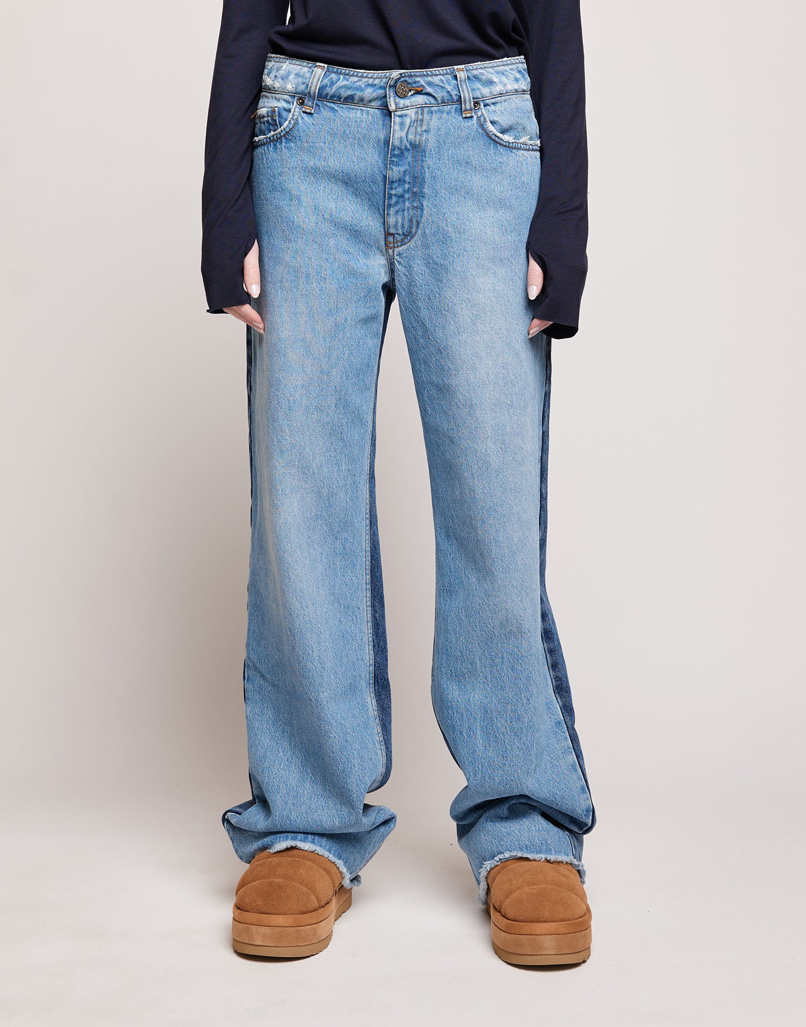Jeans 5 Tasche a Palazzo Bicolore
