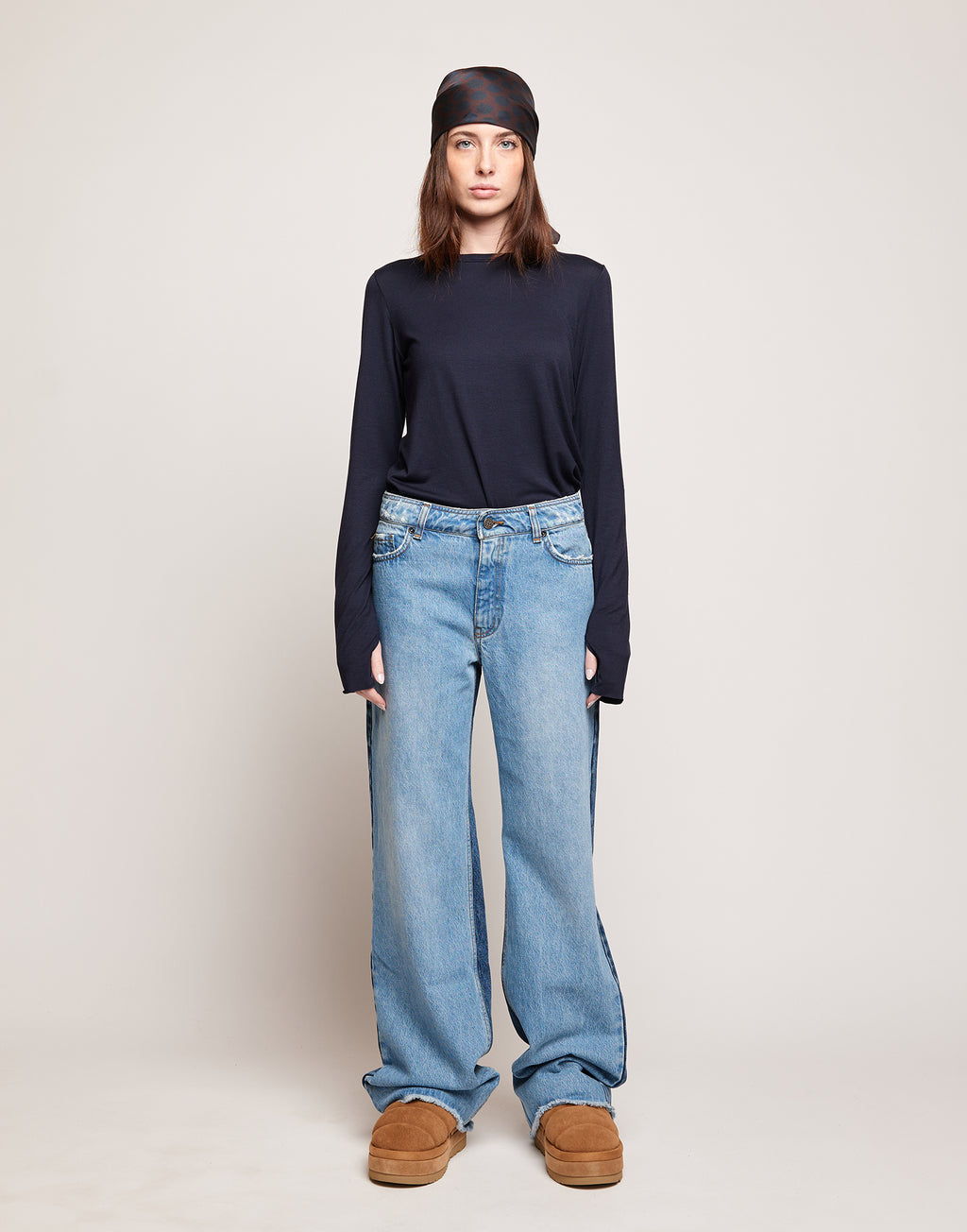 Jeans 5 Tasche a Palazzo Bicolore