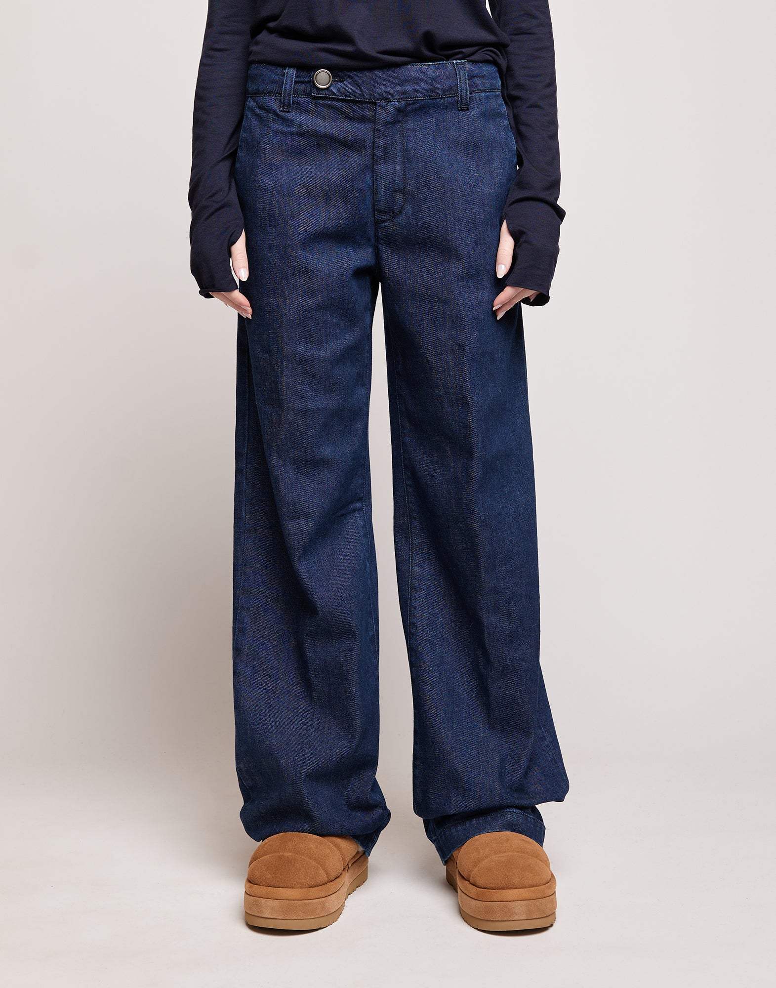 Jeans a Palazzo in Denim Stretch Blu
