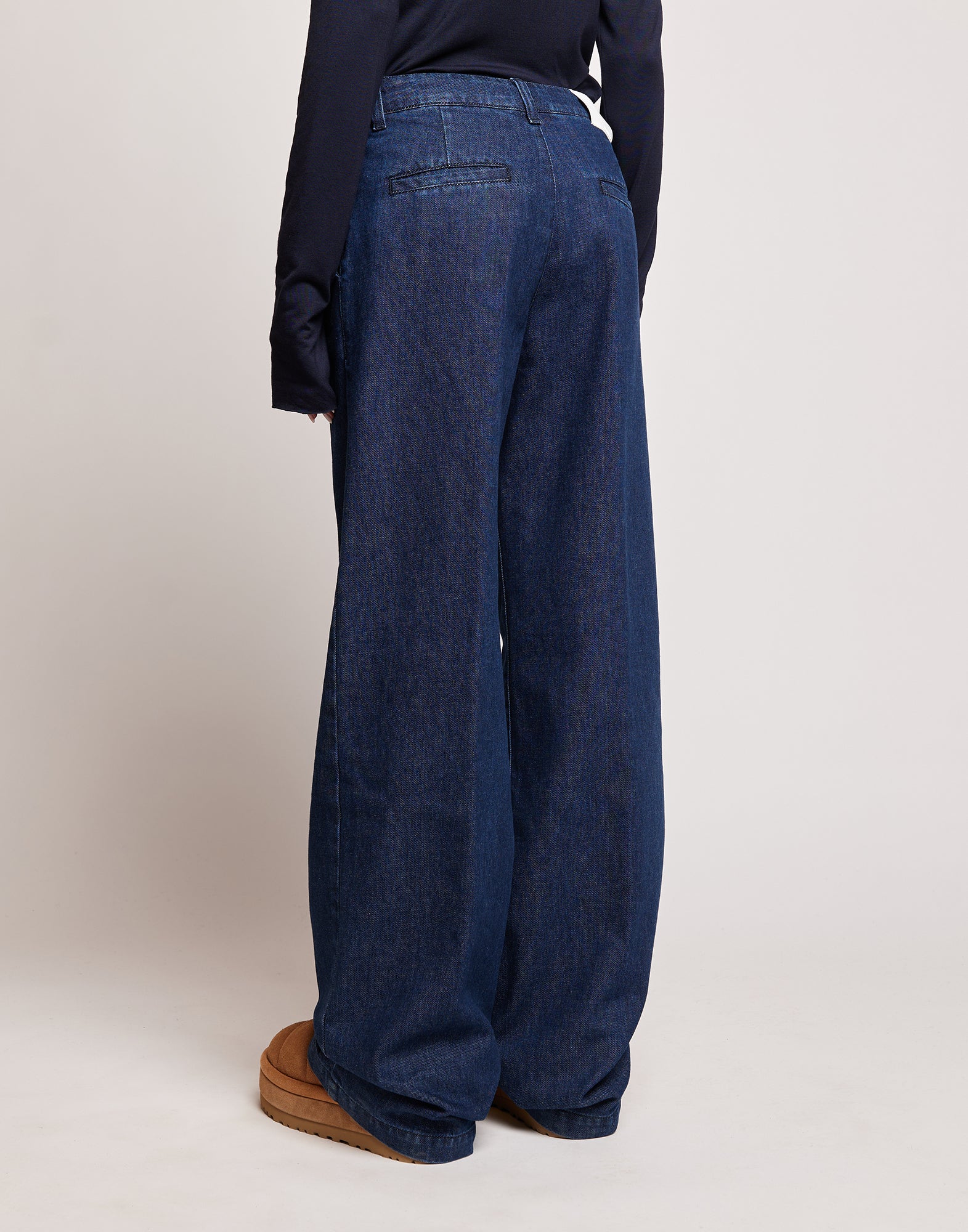 Jeans a Palazzo in Denim Stretch Blu