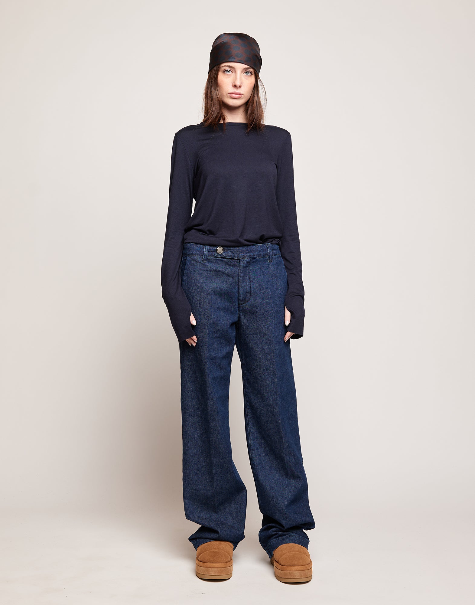 Jeans a Palazzo in Denim Stretch Blu