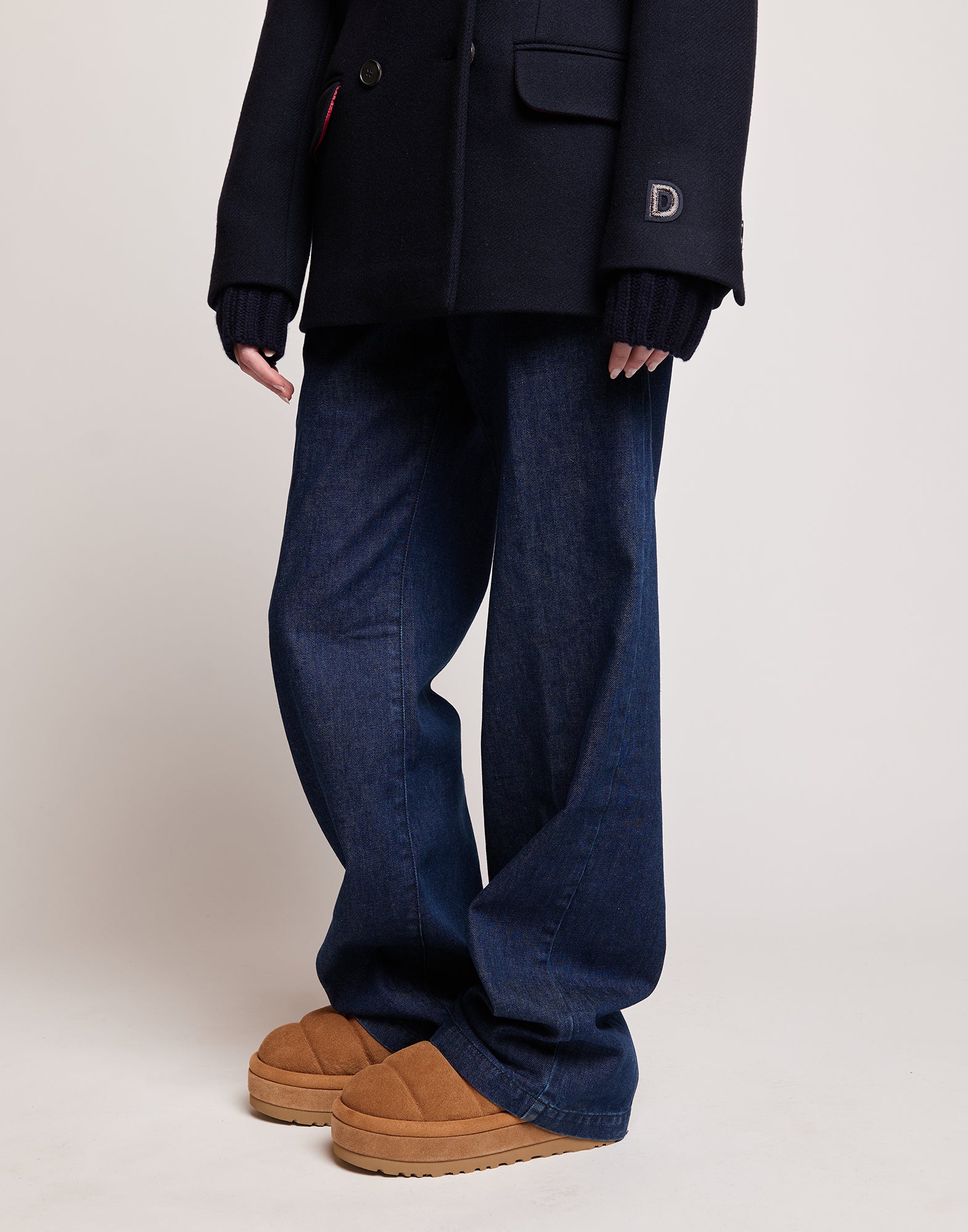 Jeans a Palazzo in Denim Stretch Blu