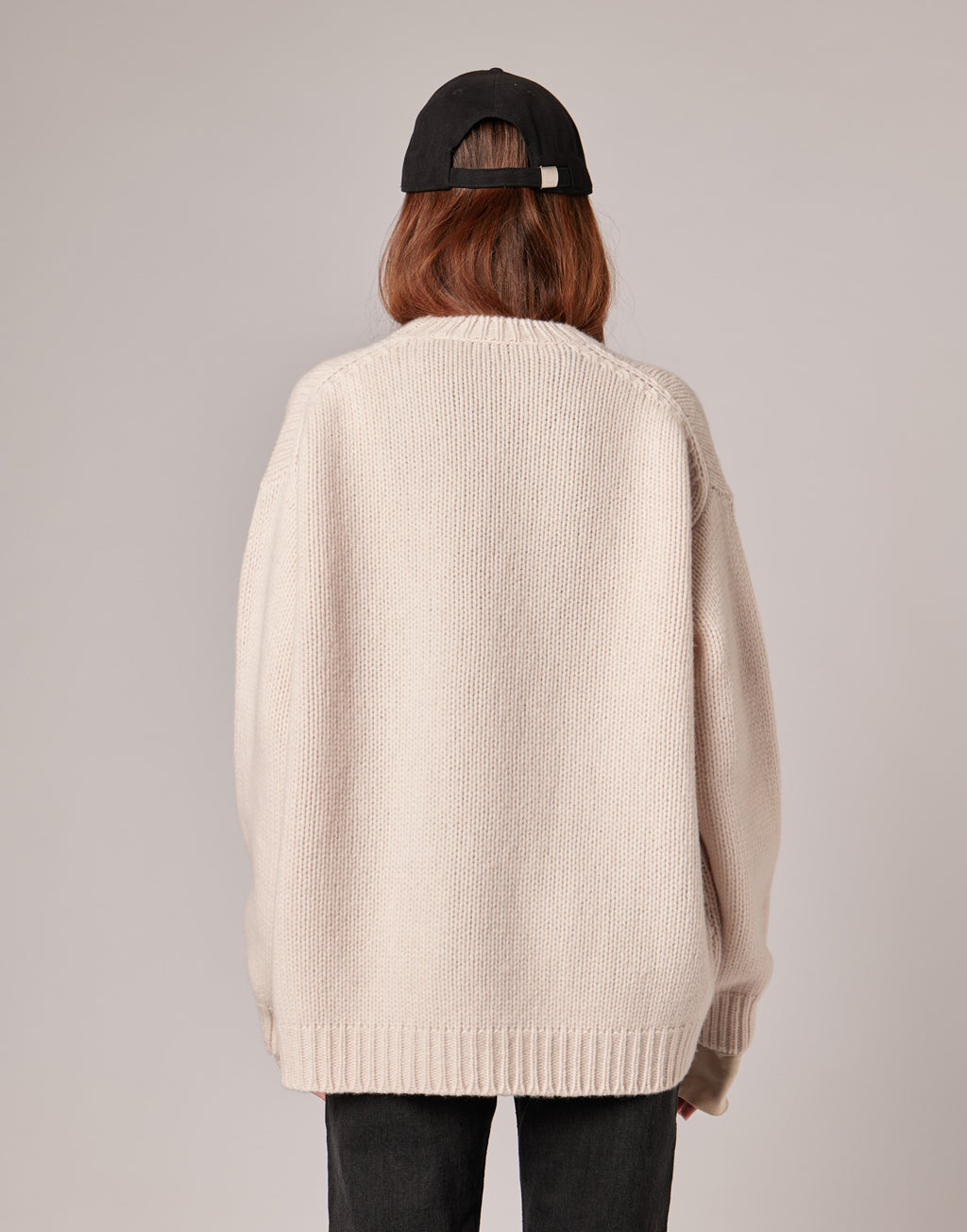 Maglione in Catenella di Lana Extrafine/Cashmere Porcellana