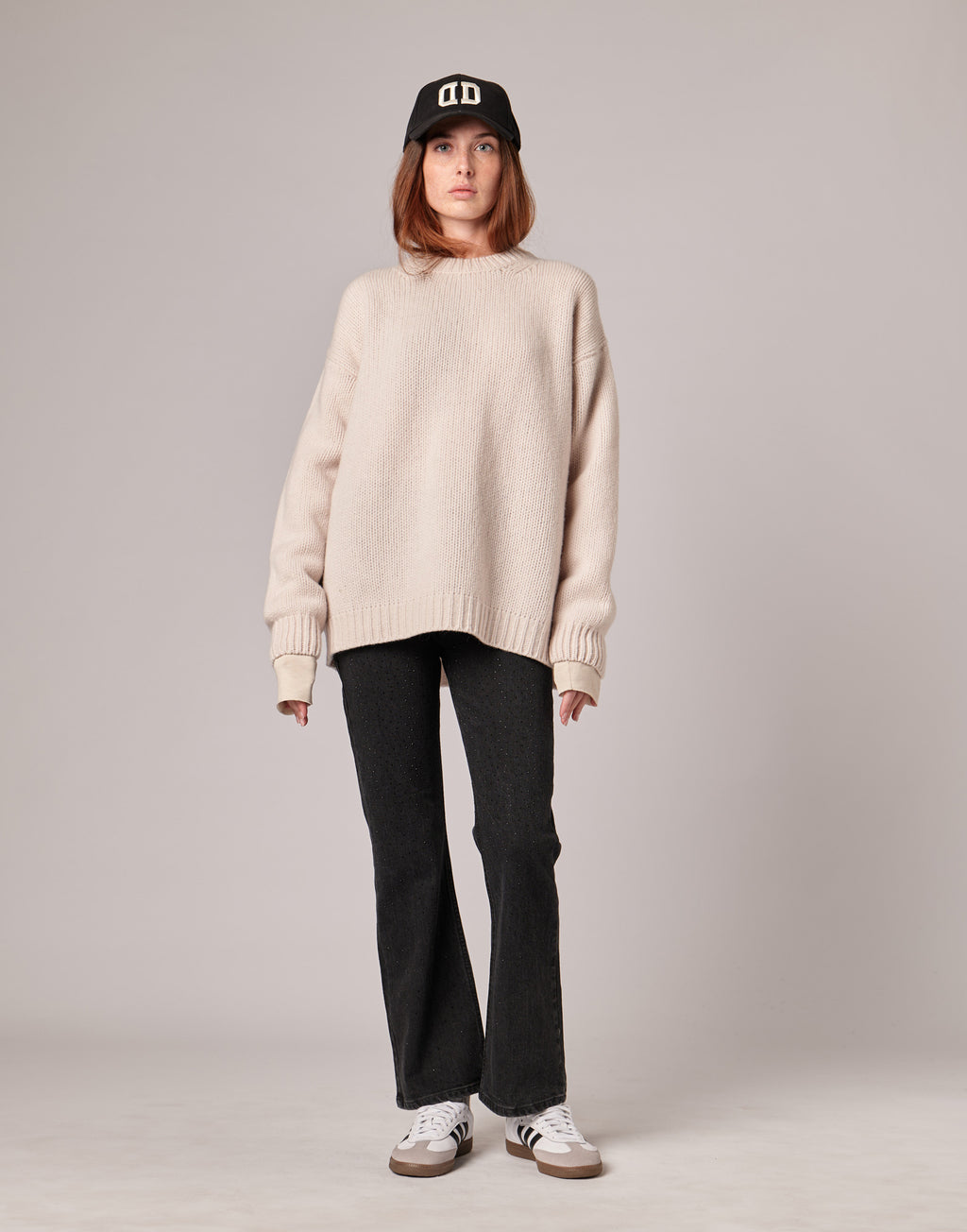 Maglione in Catenella di Lana Extrafine/Cashmere Porcellana