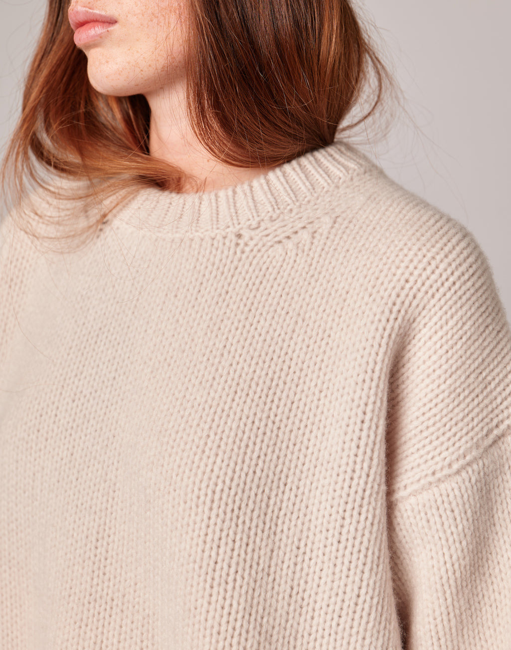 Maglione in Catenella di Lana Extrafine/Cashmere Porcellana